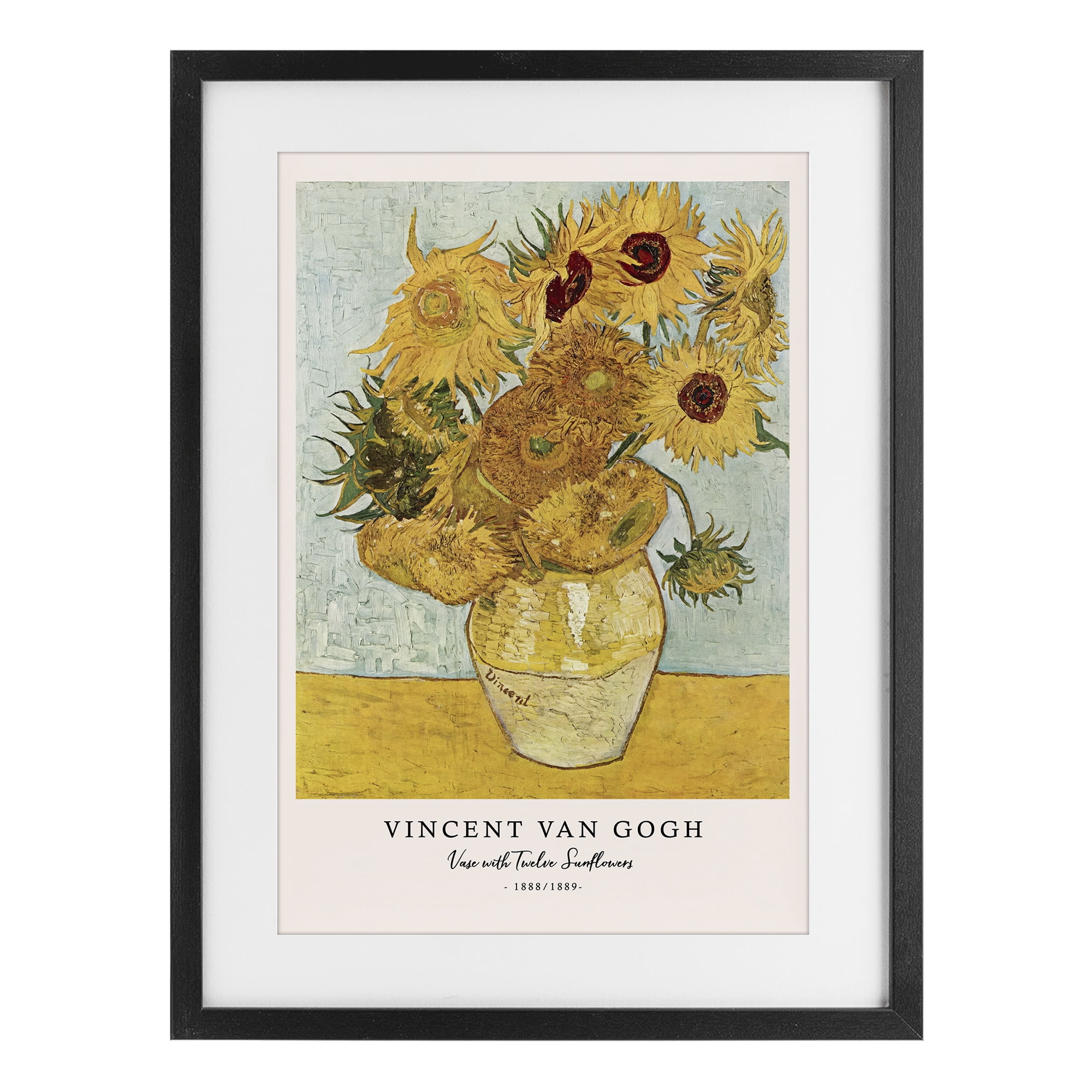 Stupell Industries Classic Vase with Twelve Sunflowers Black Framed Print Under Glass, design by Vintage Hustle