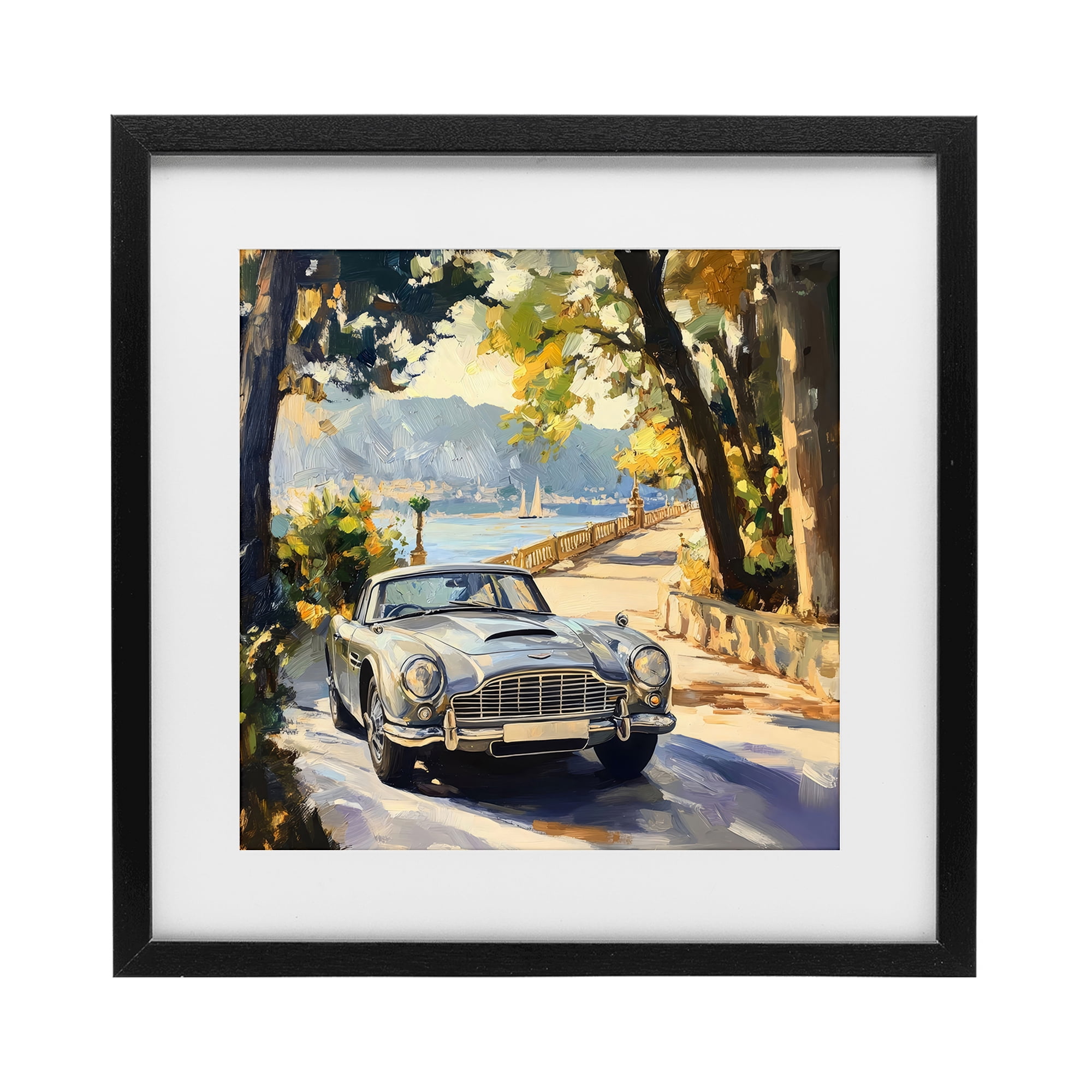 Stupell Industries Classic View of Seaside Drive Black Framed Print Under Glass, design by Creative Studio