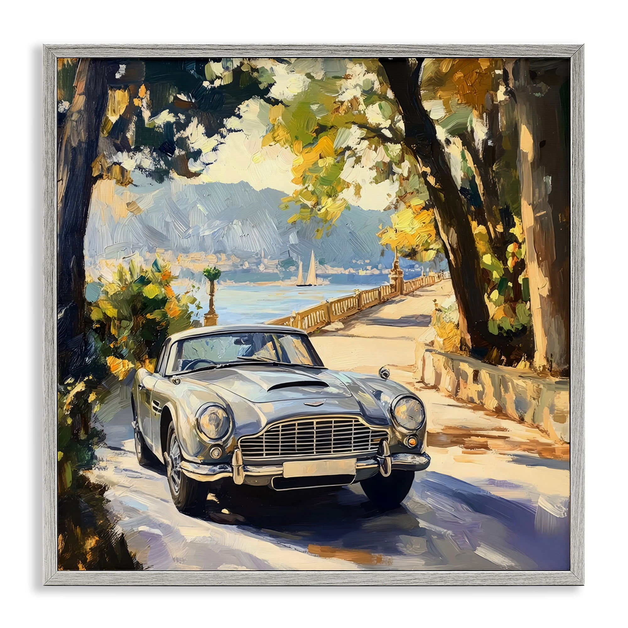 Stupell Industries Classic View of Seaside Drive Gray Framed Giclee Art, design by Creative Studio
