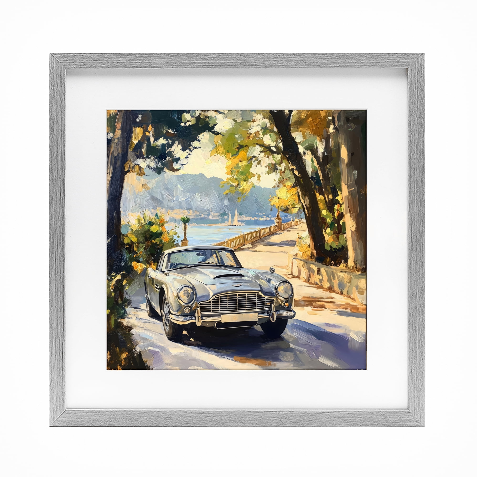Stupell Industries Classic View of Seaside Drive Gray Framed Print Under Glass, design by Creative Studio