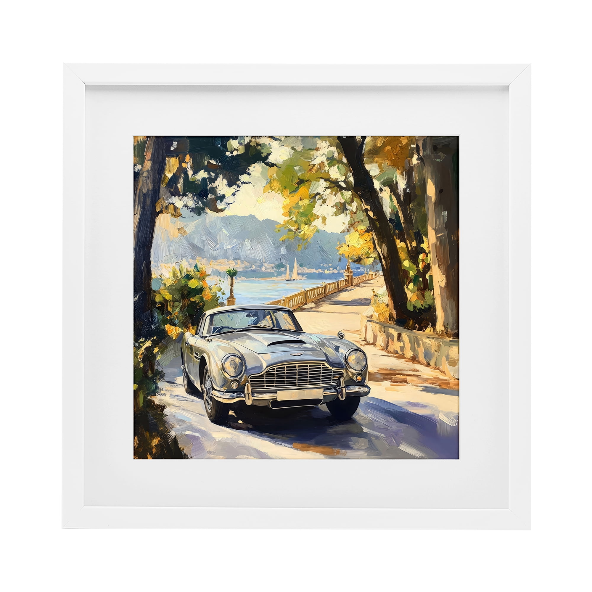 Stupell Industries Classic View of Seaside Drive White Framed Print Under Glass, design by Creative Studio