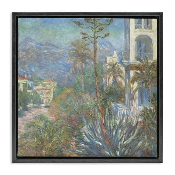 Stupell Industries Classic Villas at Bordighera Landscape & Nature Painting Black Floater Framed Canvas Art Print Wall Art, 18 x 18