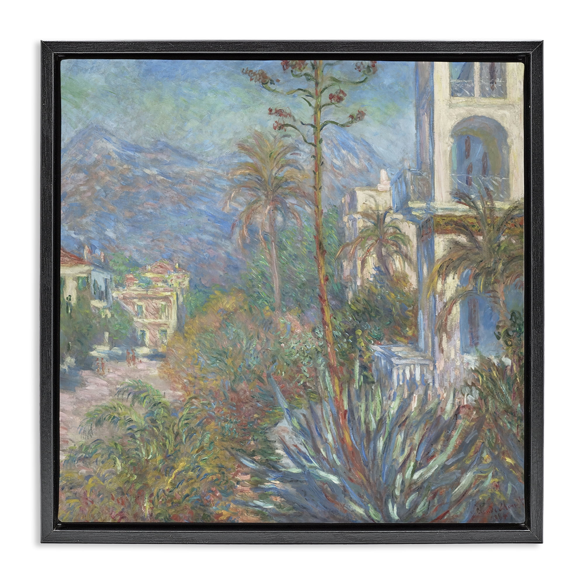 Stupell Industries Classic Villas at Bordighera Landscape & Nature Painting Black Floater Framed Canvas Art Print Wall Art, 25 x 25