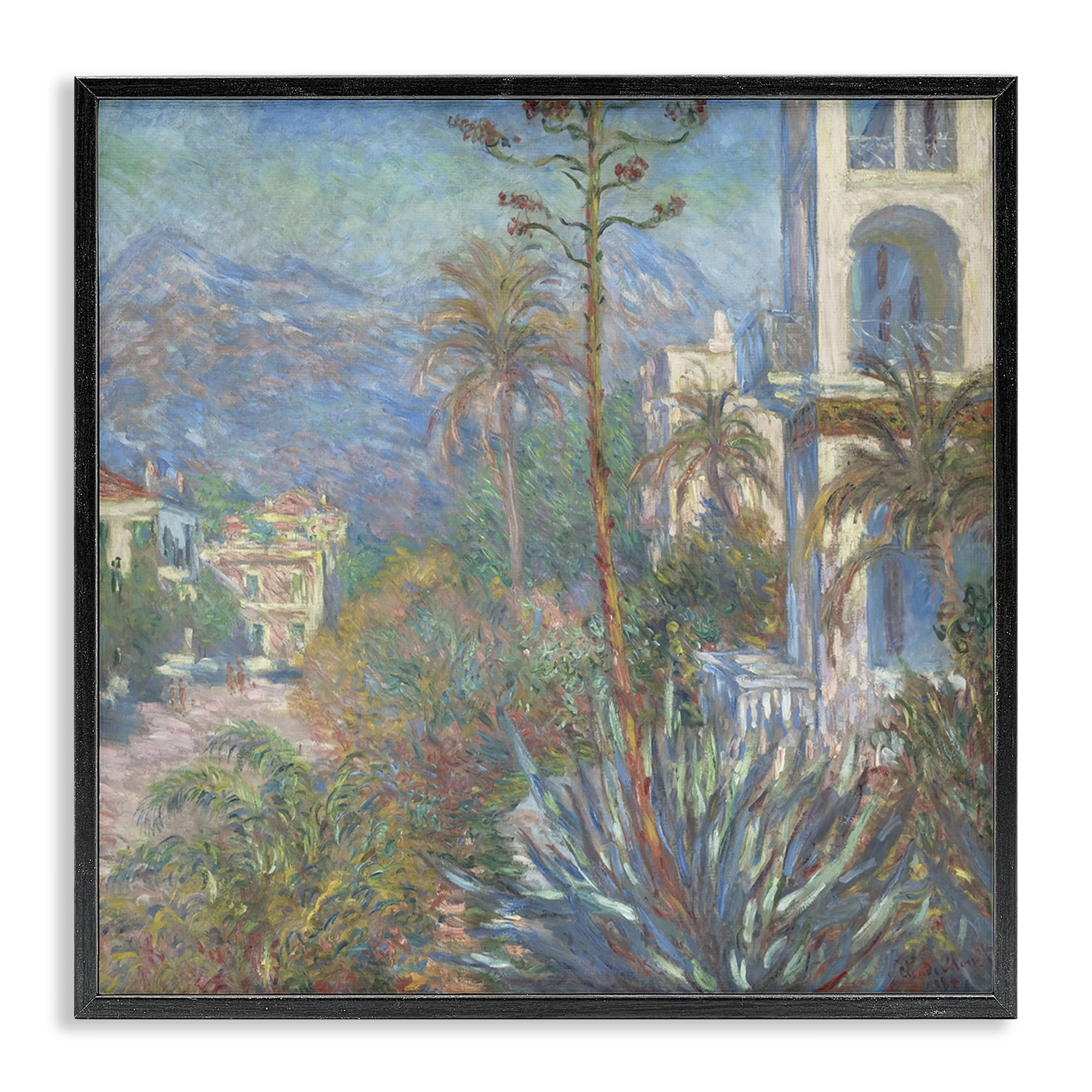 Stupell Industries Classic Villas at Bordighera Landscape & Nature Painting Black Framed Art Print Wall Art, 17 x 17