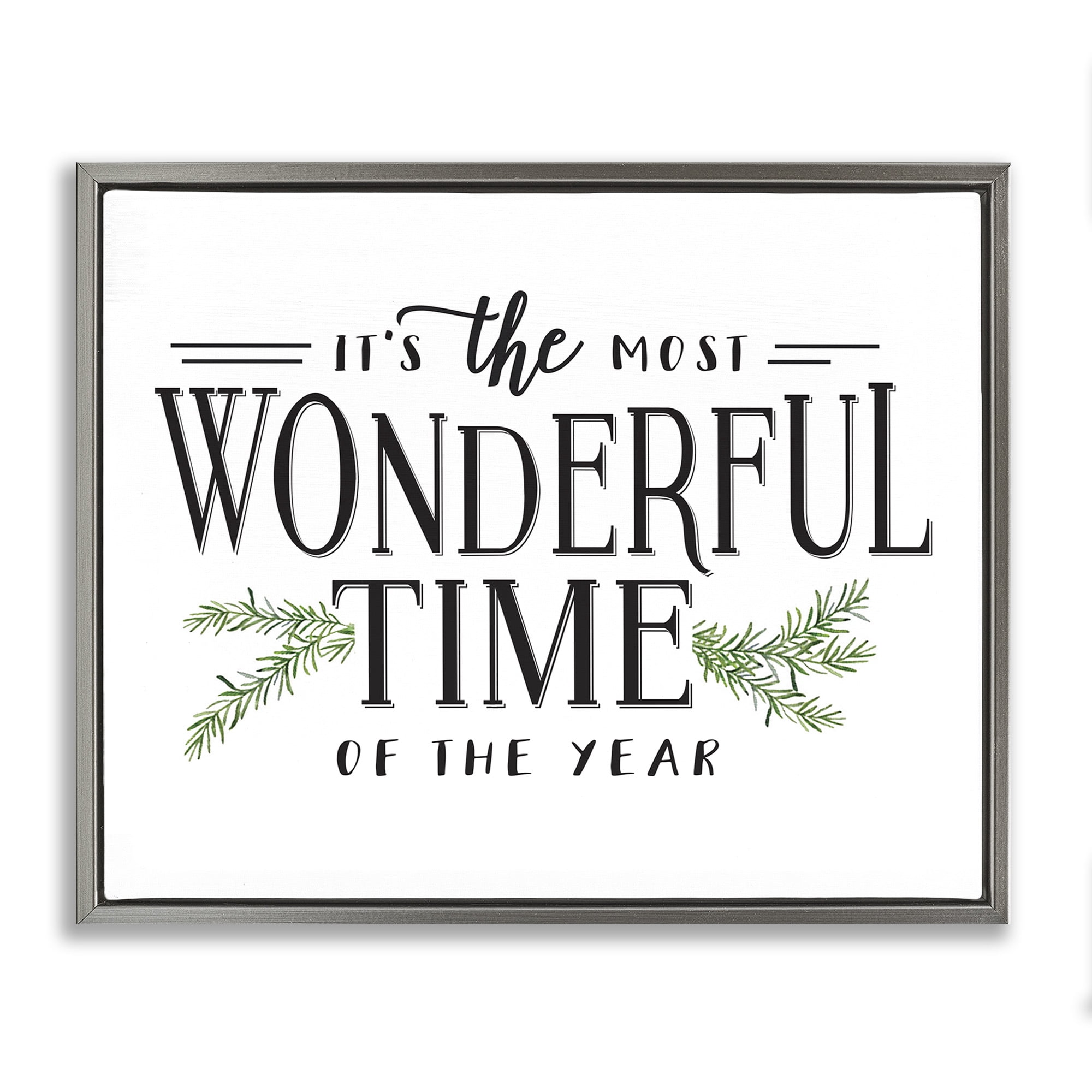 Stupell Industries Classic Vintage Christmas Phrase Holiday Painting Gray Floater Framed Canvas Art Print Wall Art, 31 x 25