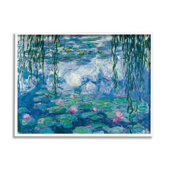 Stupell Industries Classic Water Lilies Painting Monet Pond Detail Framed Art Print Wall Art, 30x24, By Claude Monet
