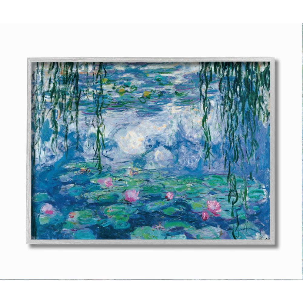Stupell Industries Classic Water Lilies Painting Monet Pond Detail Framed Wall Art Design by Claude Monet
