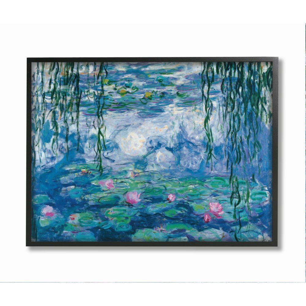 Stupell Industries Classic Water Lilies Painting Monet Pond Detail Framed Wall Art Design by Claude Monet, 24" x 30", Black Framed