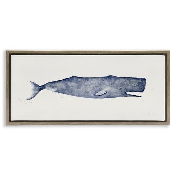 Stupell Industries Classic Whale Watercolor Illustration Animals & Insects Painting Brown Floater Framed Canvas Art Print Wall Art, 25 x 11