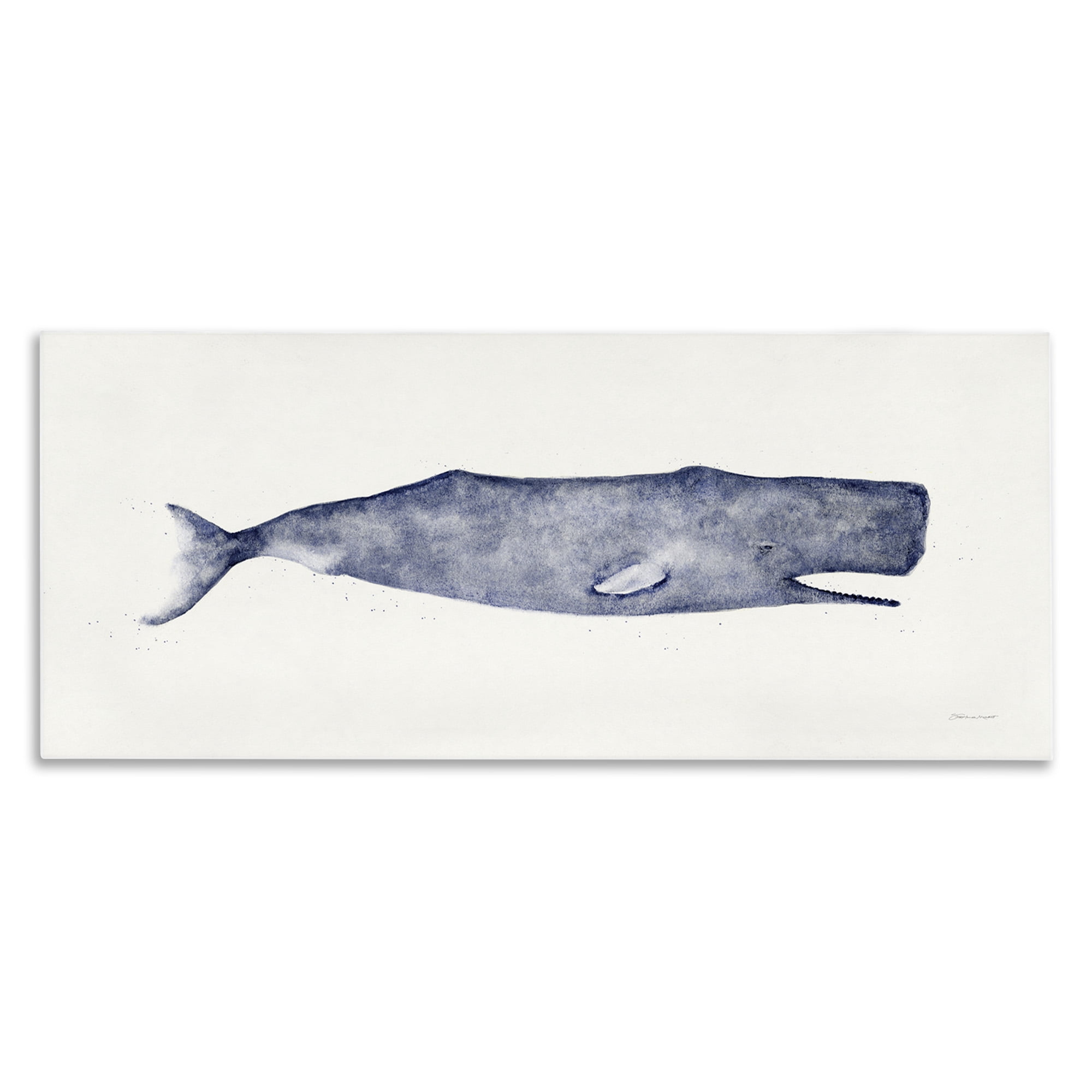 Stupell Industries Classic Whale Watercolor Illustration Animals & Insects Painting Gallery Wrapped Canvas Art Print Wall Art, 40 x 17