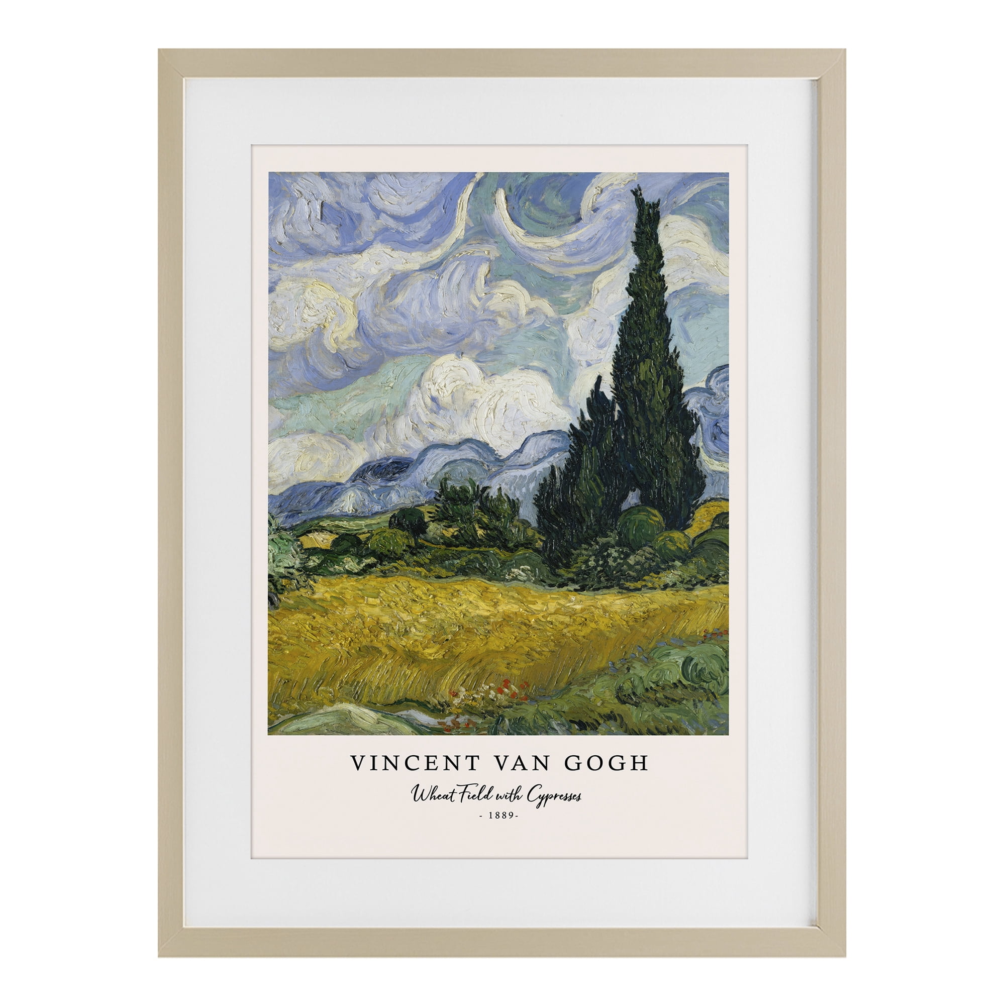 Stupell Industries Classic Wheat Fields with Cypresses Birch Framed Print Under Glass, design by Vintage Hustle