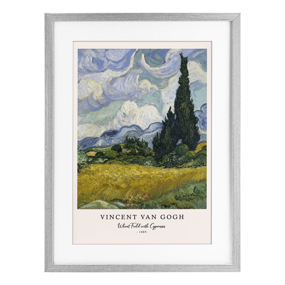 Stupell Industries Classic Wheat Fields with Cypresses Gray Framed Print Under Glass, design by Vintage Hustle