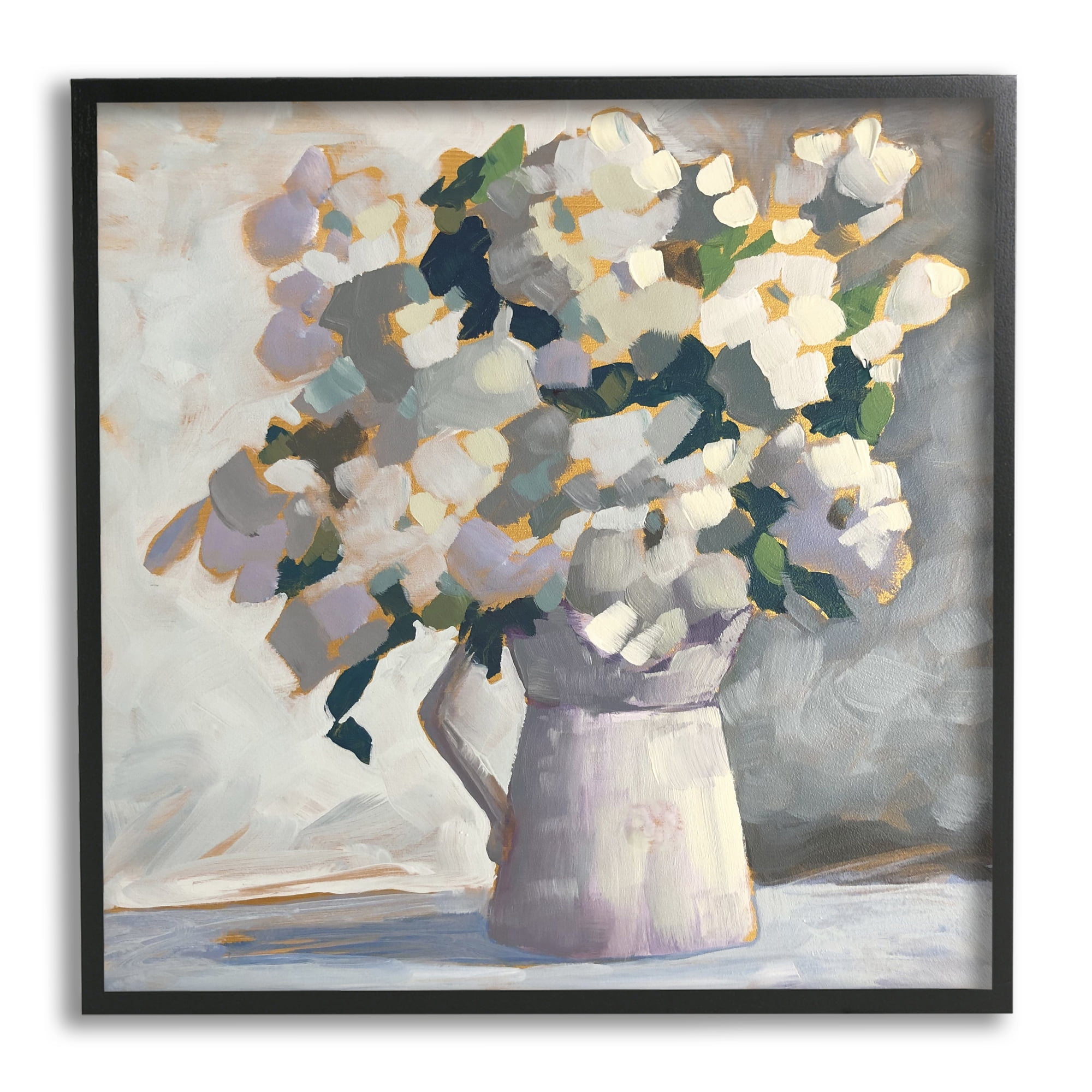 Stupell Industries Classic White Flower Arrangement Abstract Petals Bouquet Framed Wall Art, 12 x 12, Design by Sue Riger