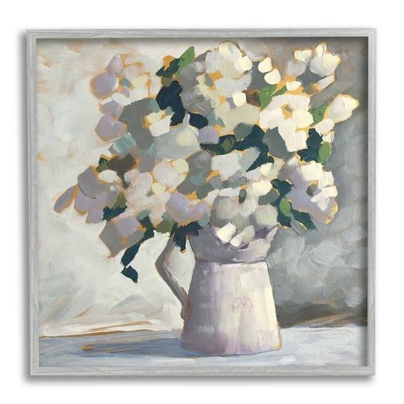 Stupell Industries Classic White Flower Arrangement Abstract Petals Bouquet Framed Wall Art, 24 x 24, Design by Sue Riger