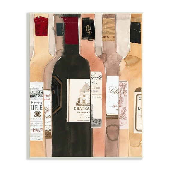Stupell Industries Classic Wine Champagne Bottles Vintage Theme Paintings Unframed Art Print Wall Art, 10x15, by Samuel Dixon