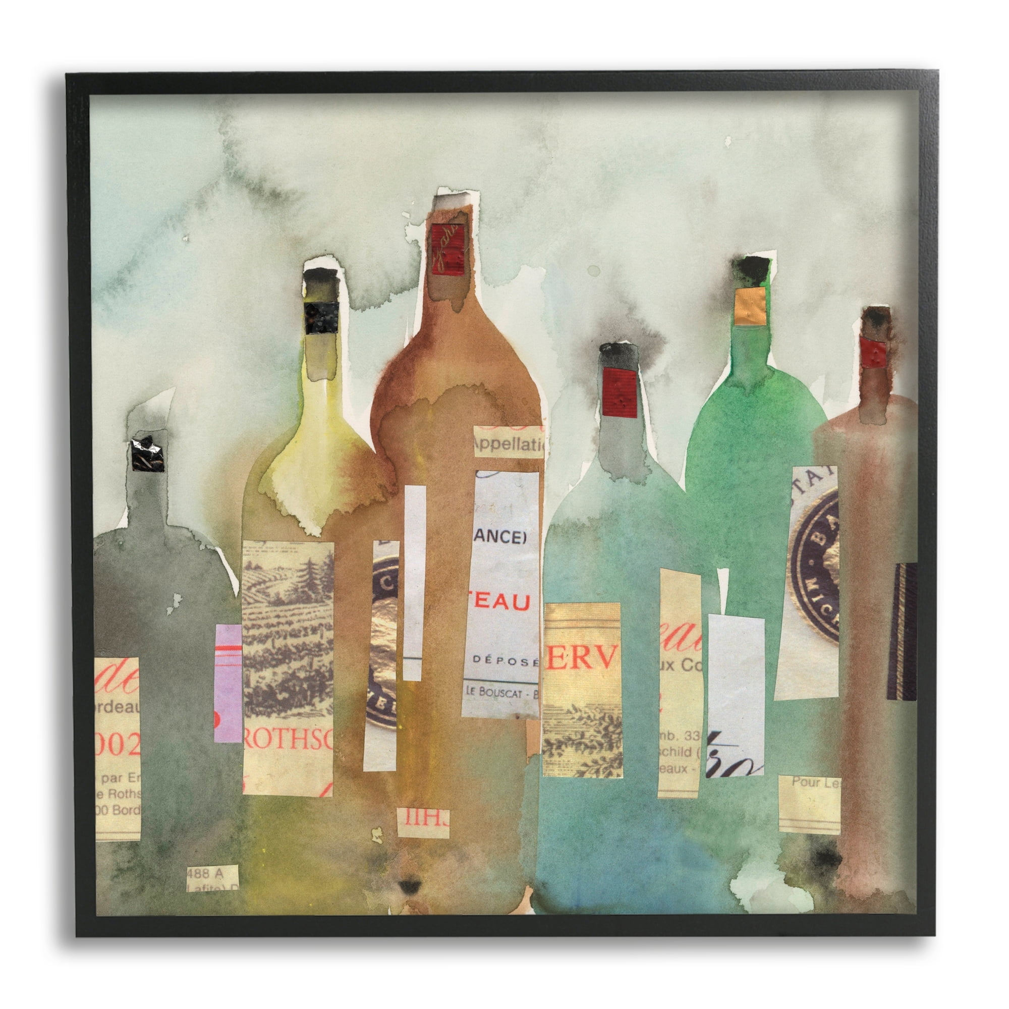 Stupell Industries Classic Wine Liquor Bottles Watercolor Collage, 12 x 12, Design by Samuel Dixon