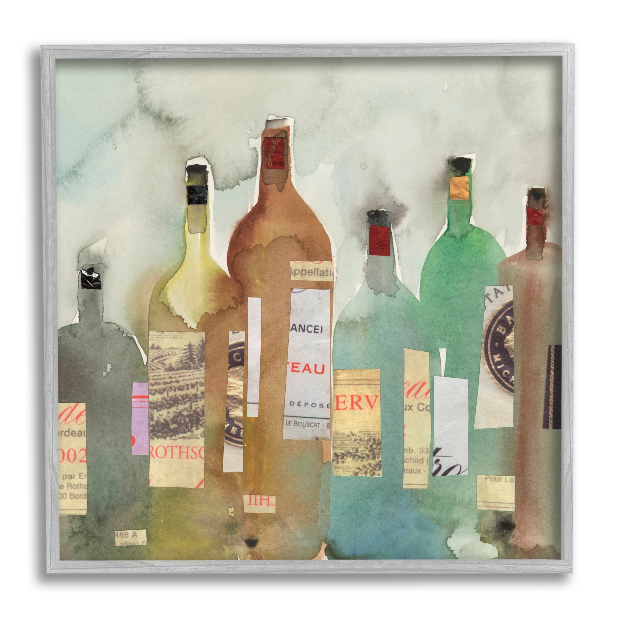Stupell Industries Classic Wine Liquor Bottles Watercolor Collage, 17 x 17, Design by Samuel Dixon