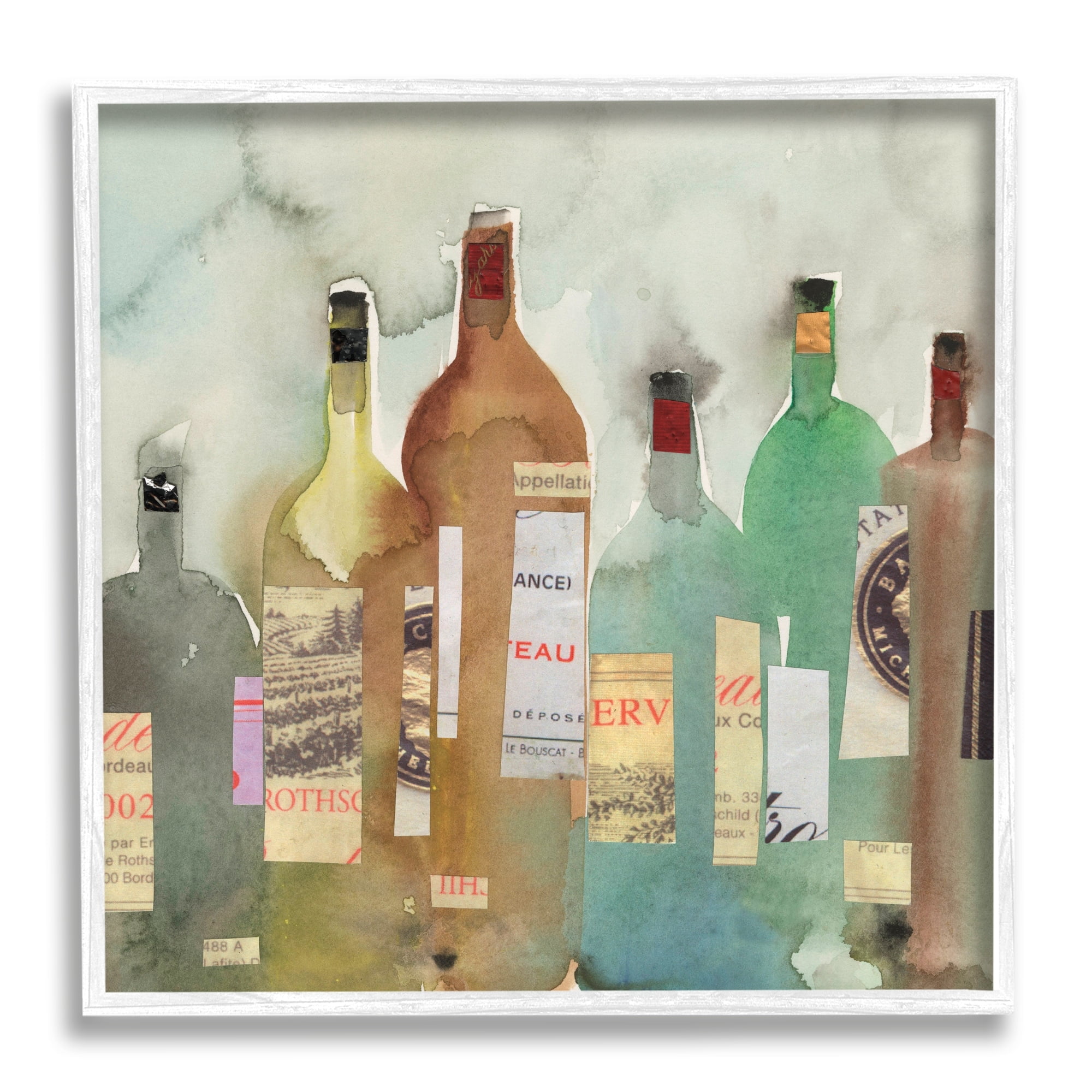 Stupell Industries Classic Wine Liquor Bottles Watercolor Collage, 17 x 17, Design by Samuel Dixon