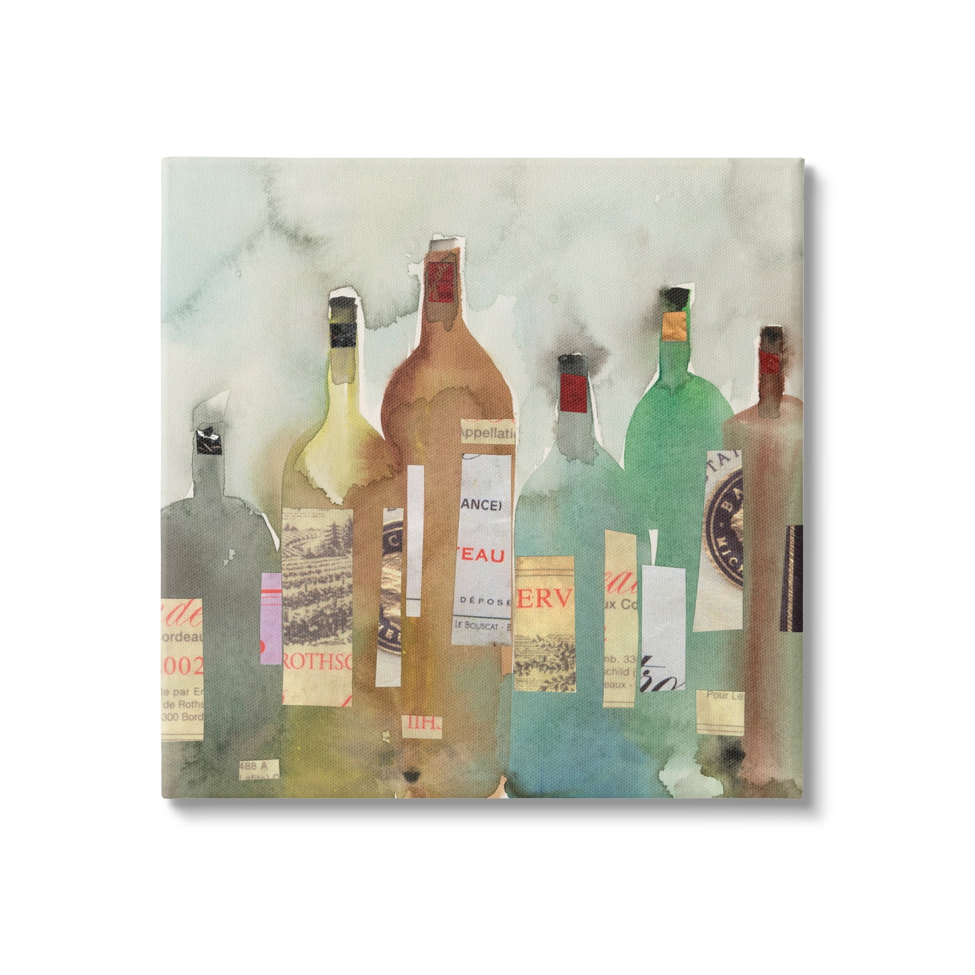 Stupell Industries Classic Wine Liquor Bottles Watercolor Collage, 24 x 24, Design by Samuel Dixon