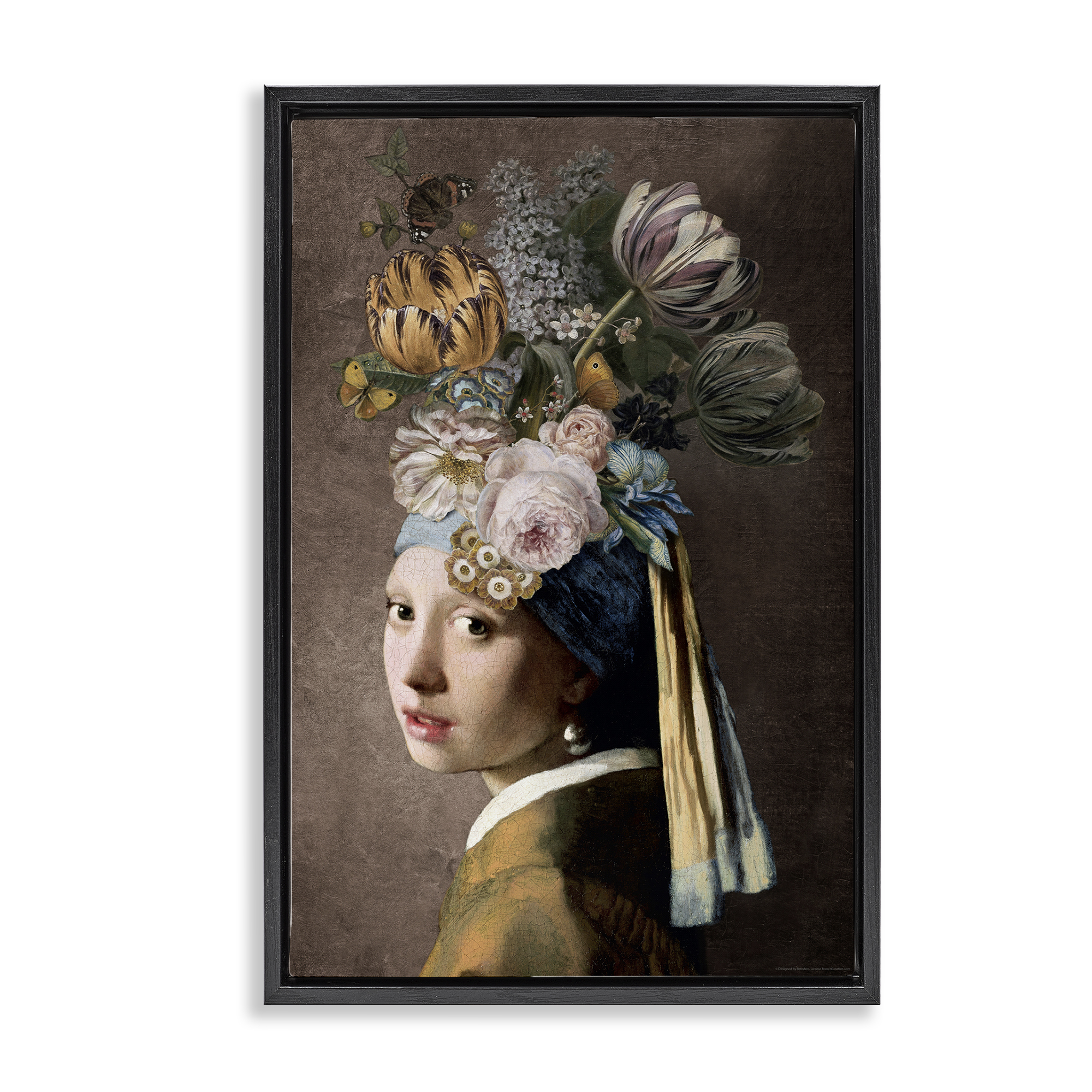 Stupell Industries Classic with Vintage Blooms People Painting Black Floater Framed Canvas Art Print Wall Art, 21 x 31