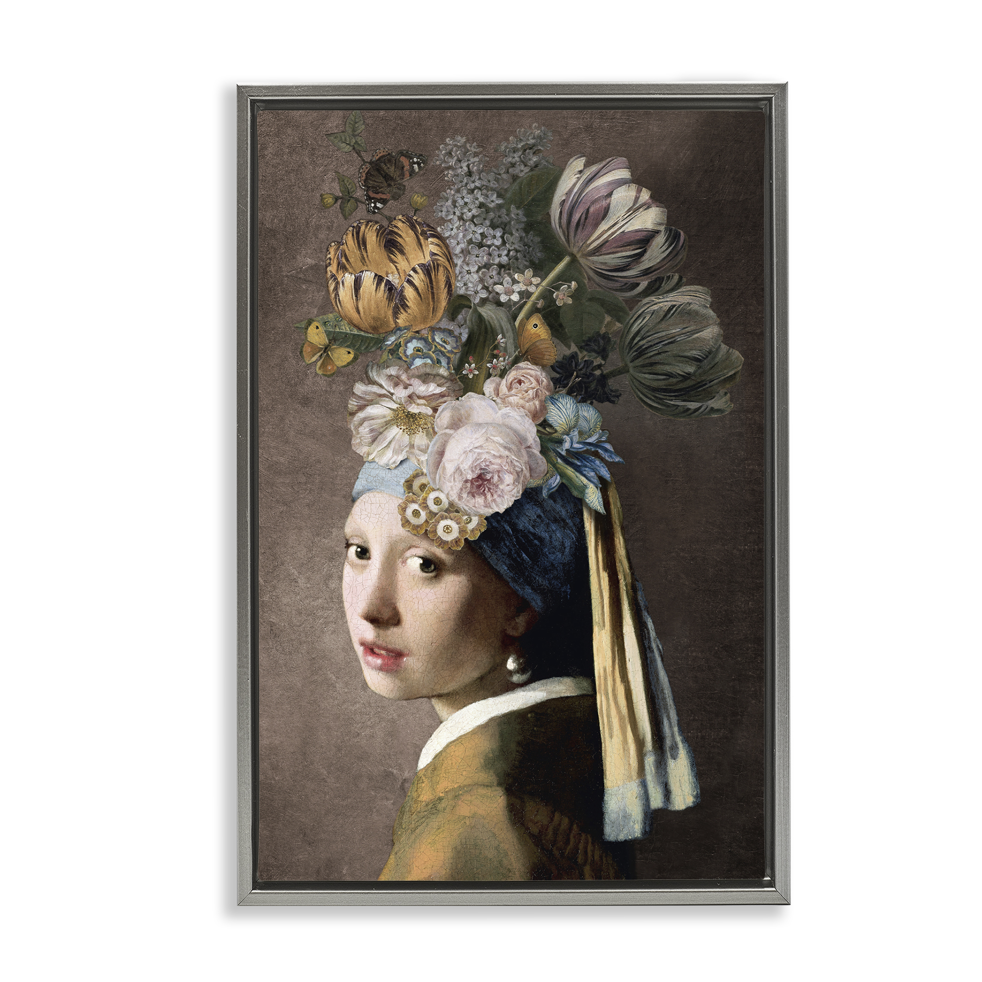 Stupell Industries Classic with Vintage Blooms People Painting Gray Floater Framed Canvas Art Print Wall Art, 17 x 25
