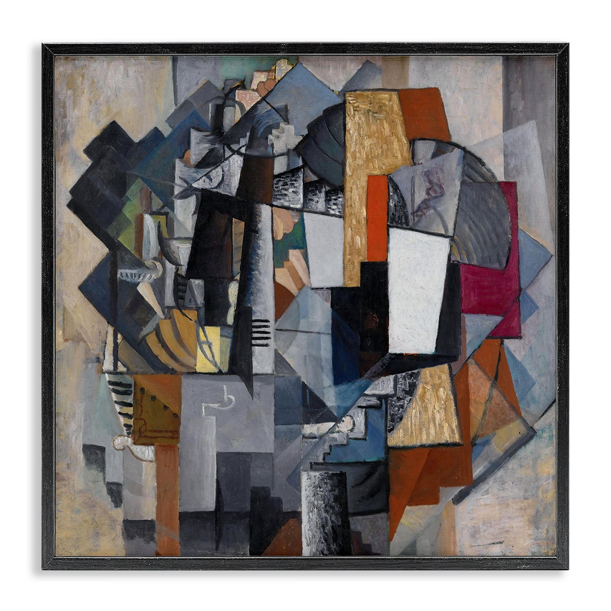 Stupell Industries Classical Abstract Collage Abstract Painting Black Framed Art Print Wall Art, 12 x 12