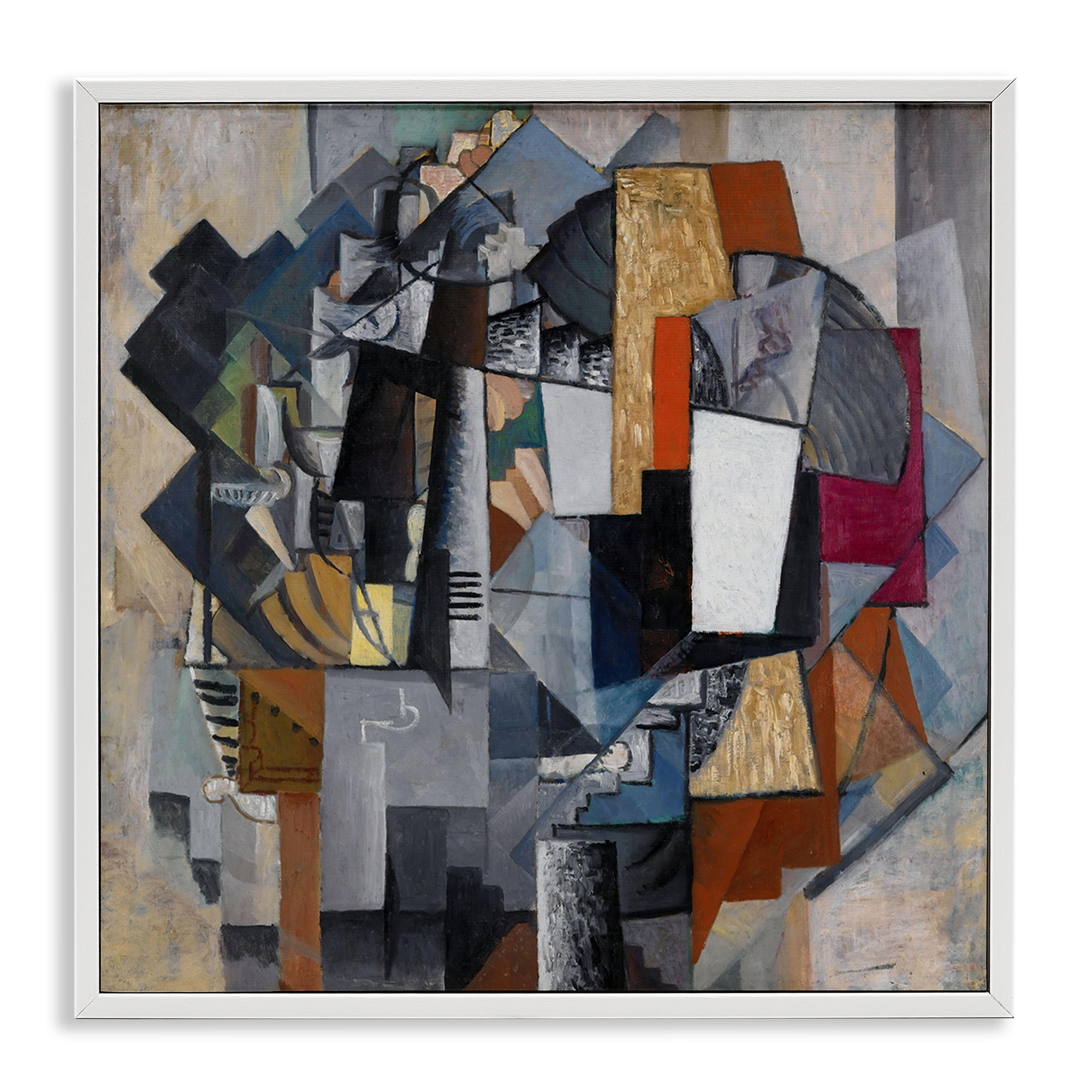 Stupell Industries Classical Abstract Collage Abstract Painting White Framed Art Print Wall Art, 17 x 17
