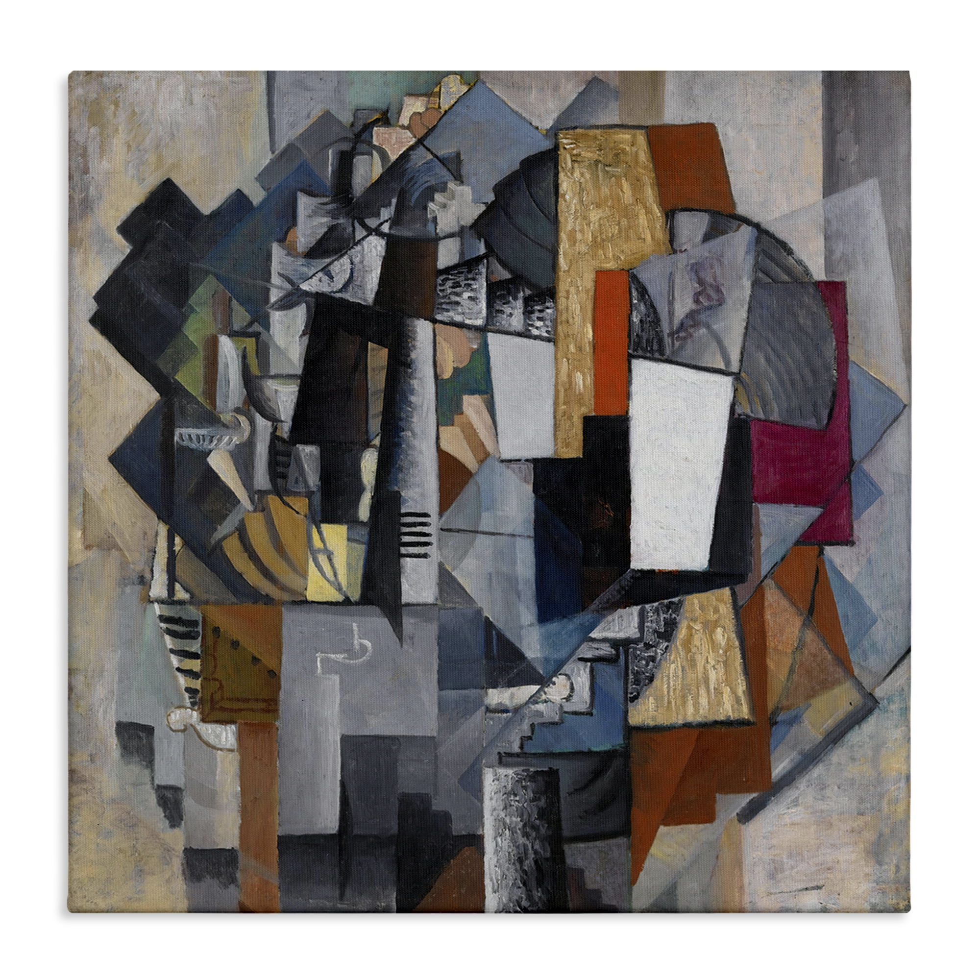 Stupell Industries Classical Abstract Collage Abstract Painting Wrapped Canvas Art Print Wall Art, 17 x 17