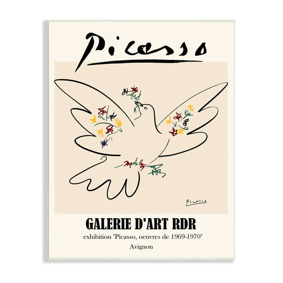 Stupell Industries Classical Abstract Picasso Peace Dove Bird Linework, 10 x 15, Designed by Ros Ruseva