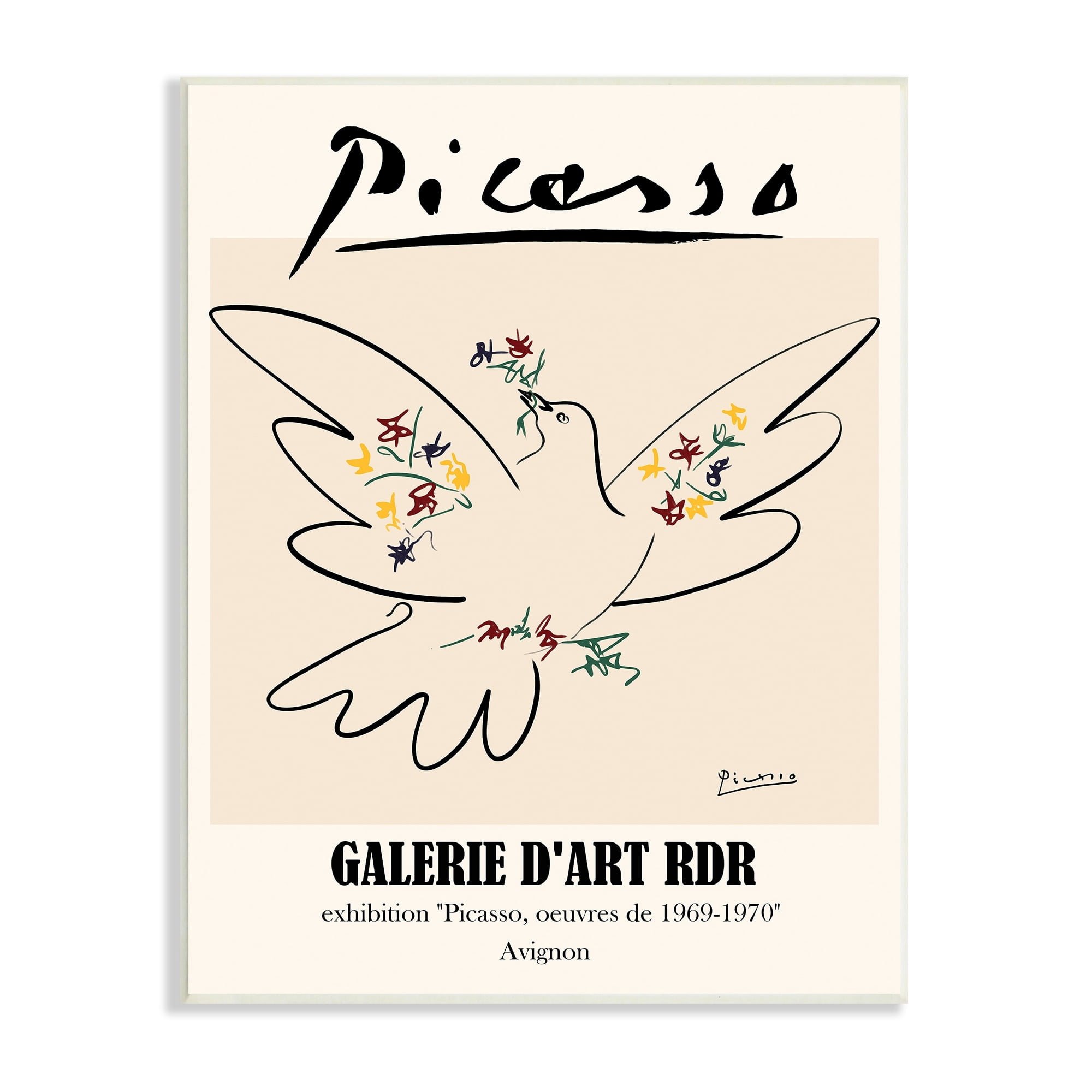 Stupell Industries Classical Abstract Picasso Peace Dove Bird Linework, 13 x 19, Designed by Ros Ruseva