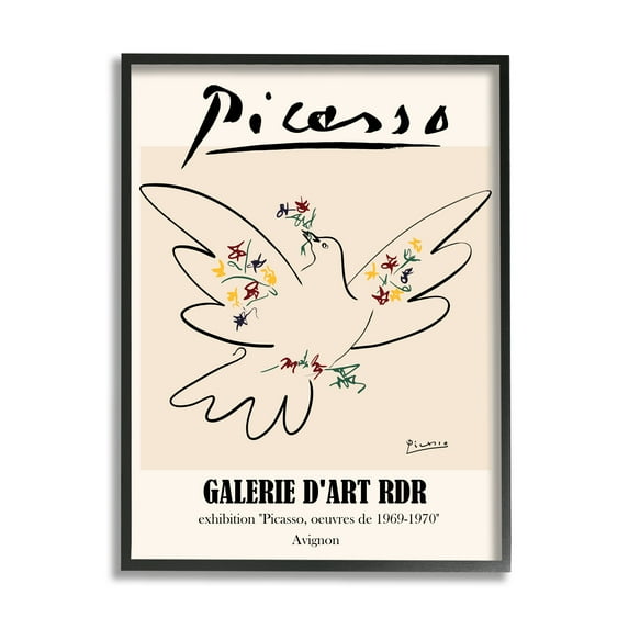 Stupell Industries Classical Abstract Picasso Peace Dove Bird Linework, 16 x 20, Designed by Ros Ruseva