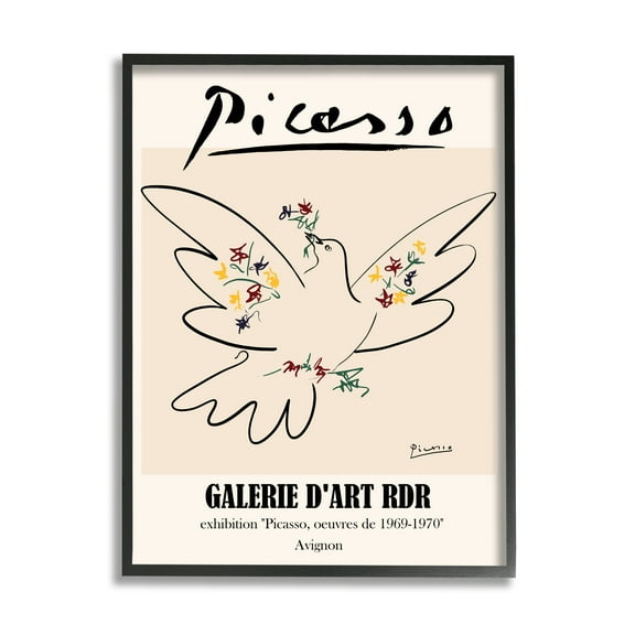 Stupell Industries Classical Abstract Picasso Peace Dove Bird Linework, 24 x 30, Designed by Ros Ruseva