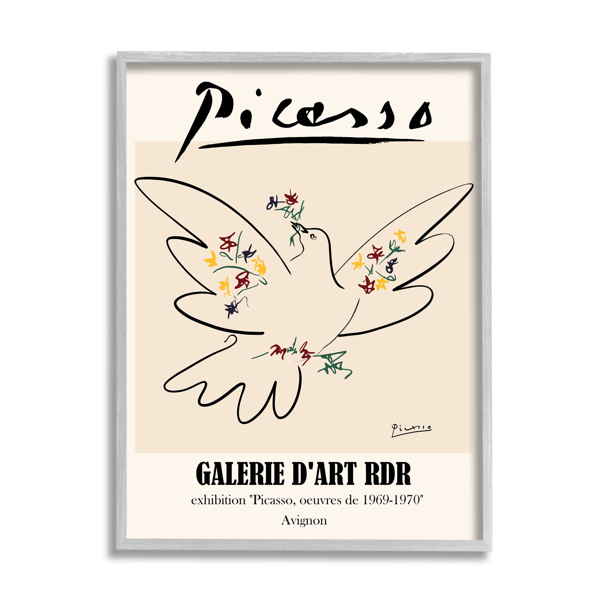 Stupell Industries Classical Abstract Picasso Peace Dove Bird Linework, 24 x 30, Designed by Ros Ruseva