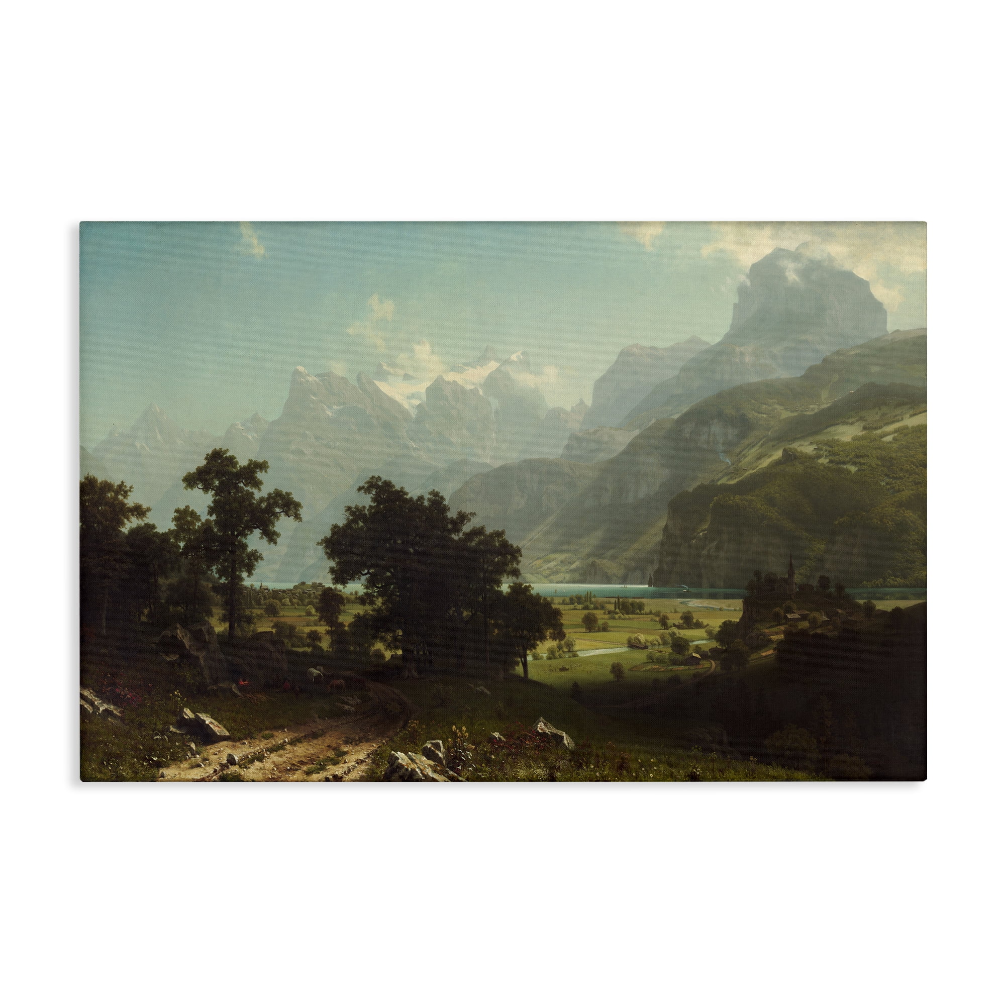 Stupell Industries Classical Bierstadt Lake Lucerne Landscape & Nature Painting Wrapped Canvas Art Print Wall Art, 24 x 16