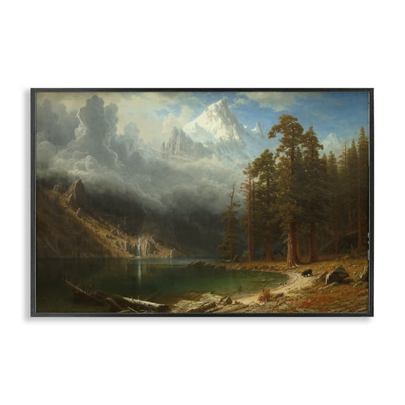 Stupell Industries Classical Bierstadt Mount Corcoron Landscape & Nature Painting Black Framed Art Print Wall Art, 18 x 12