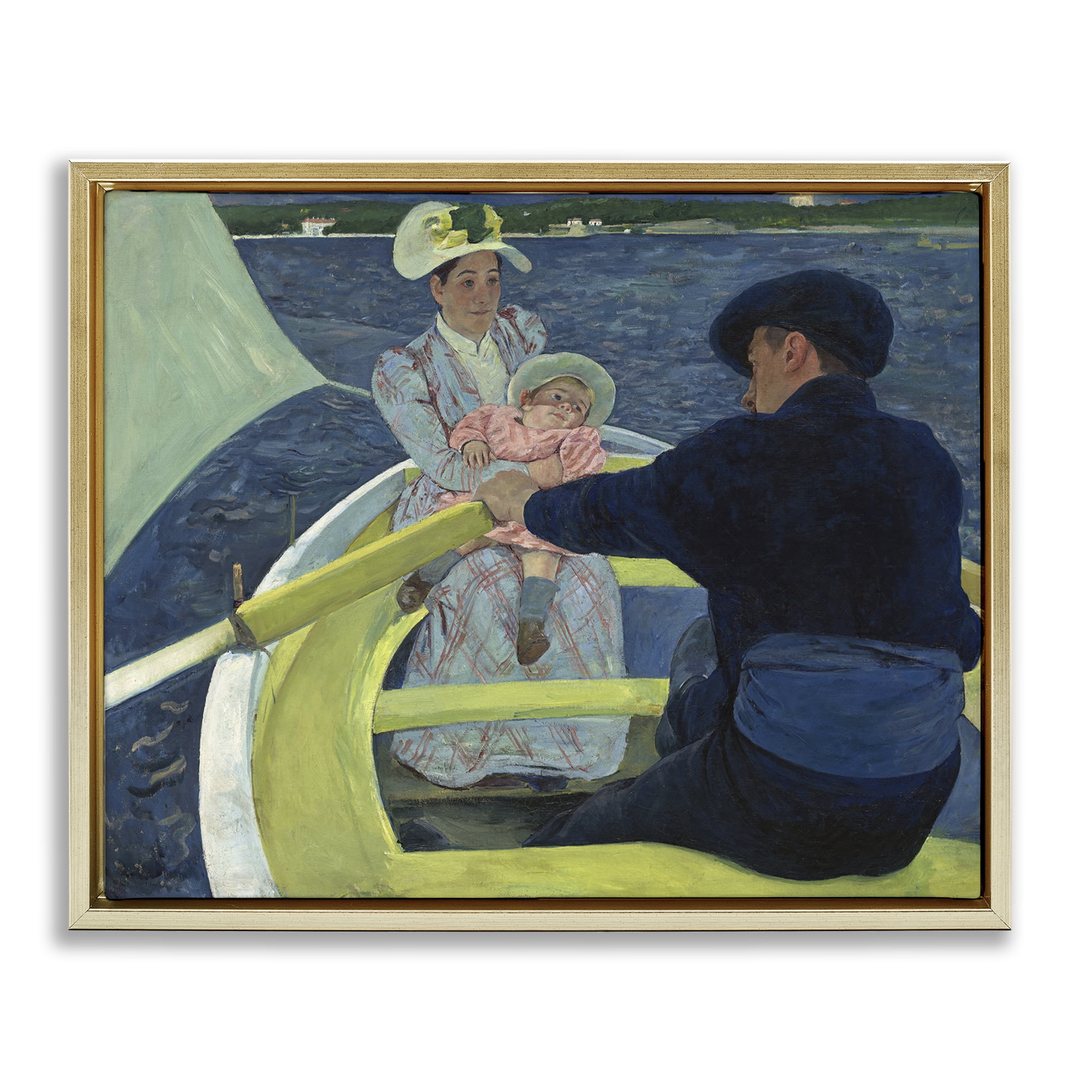 Stupell Industries Classical Boating Party People Painting Gold Floater Framed Canvas Art Print Wall Art, 31 x 25
