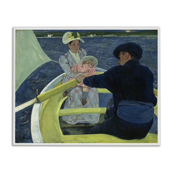 Stupell Industries Classical Boating Party People Painting White Framed Art Print Wall Art, 30 x 24
