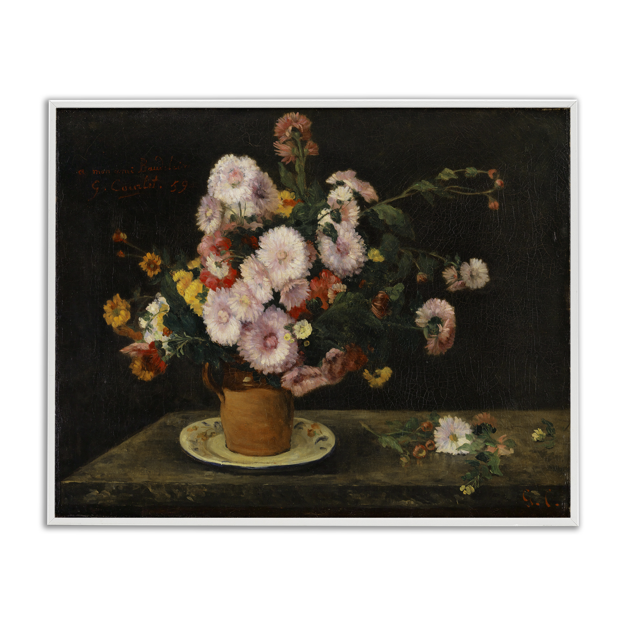 Stupell Industries Classical Bouquet of Asters Plants & Flowers Painting White Framed Art Print Wall Art, 14 x 11