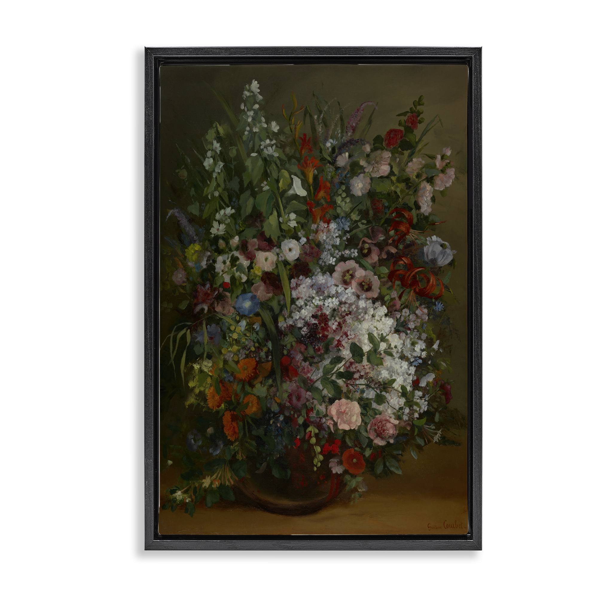 Stupell Industries Classical Bouquet of Flowers Plants & Flowers Painting Black Floater Framed Canvas Art Print Wall Art, 21 x 31