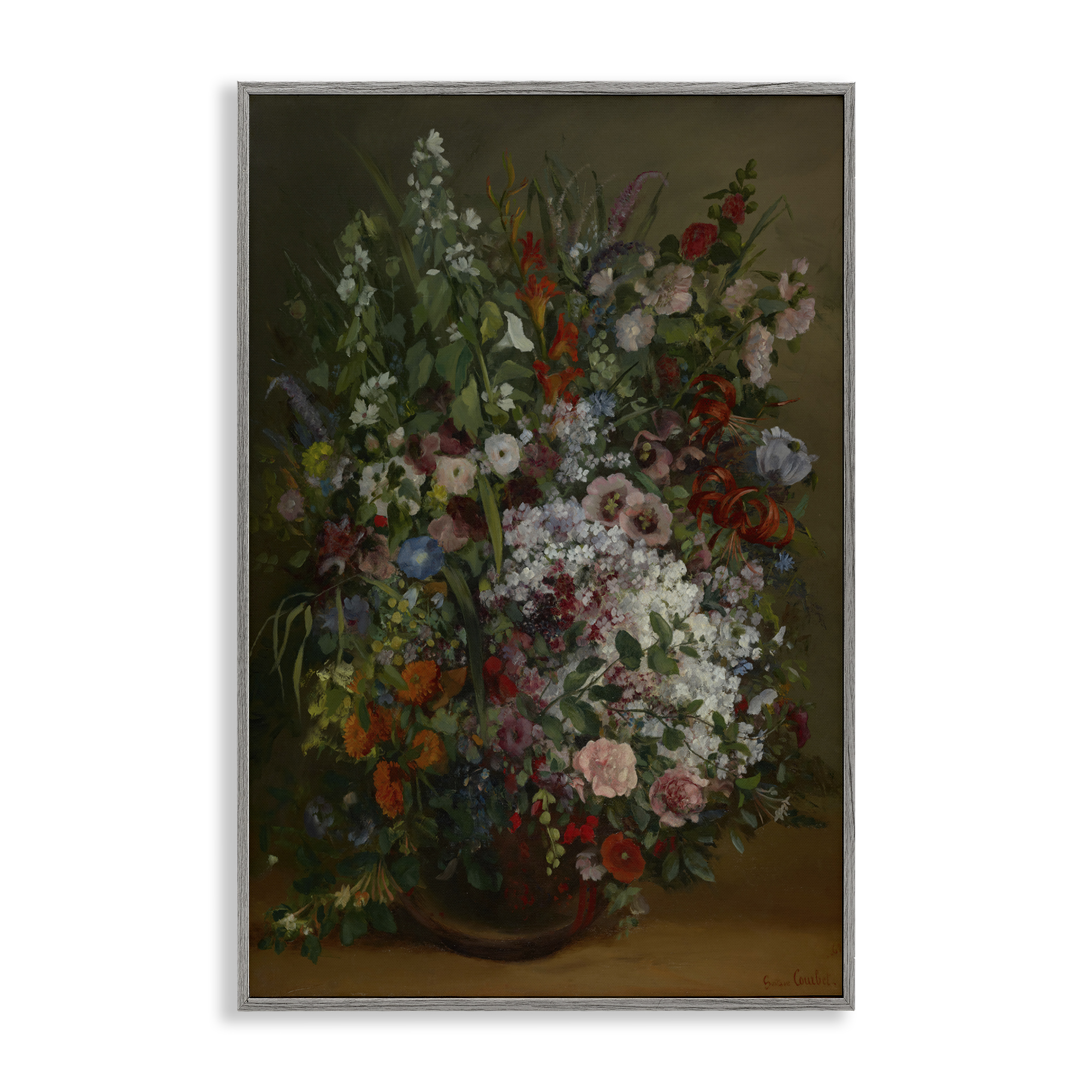 Stupell Industries Classical Bouquet of Flowers Plants & Flowers Painting Gray Framed Art Print Wall Art, 20 x 30