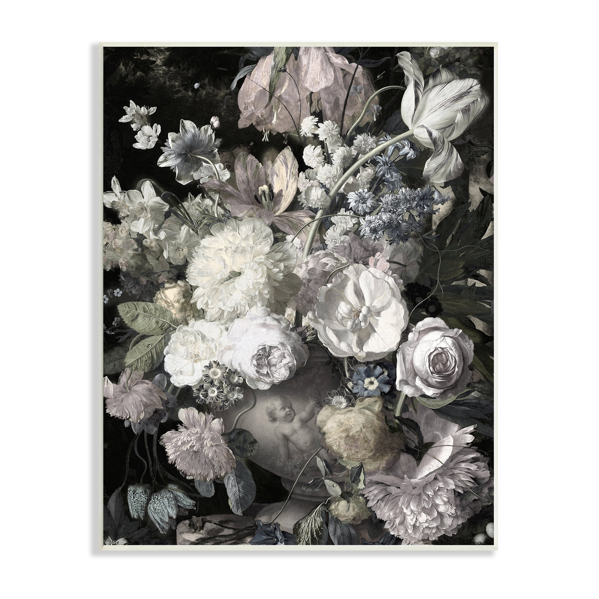 Stupell Industries Classical Busy Flower Bouquet Arrangement Vintage Ornate Vase, 13 x 19, Design by Angela McQueen