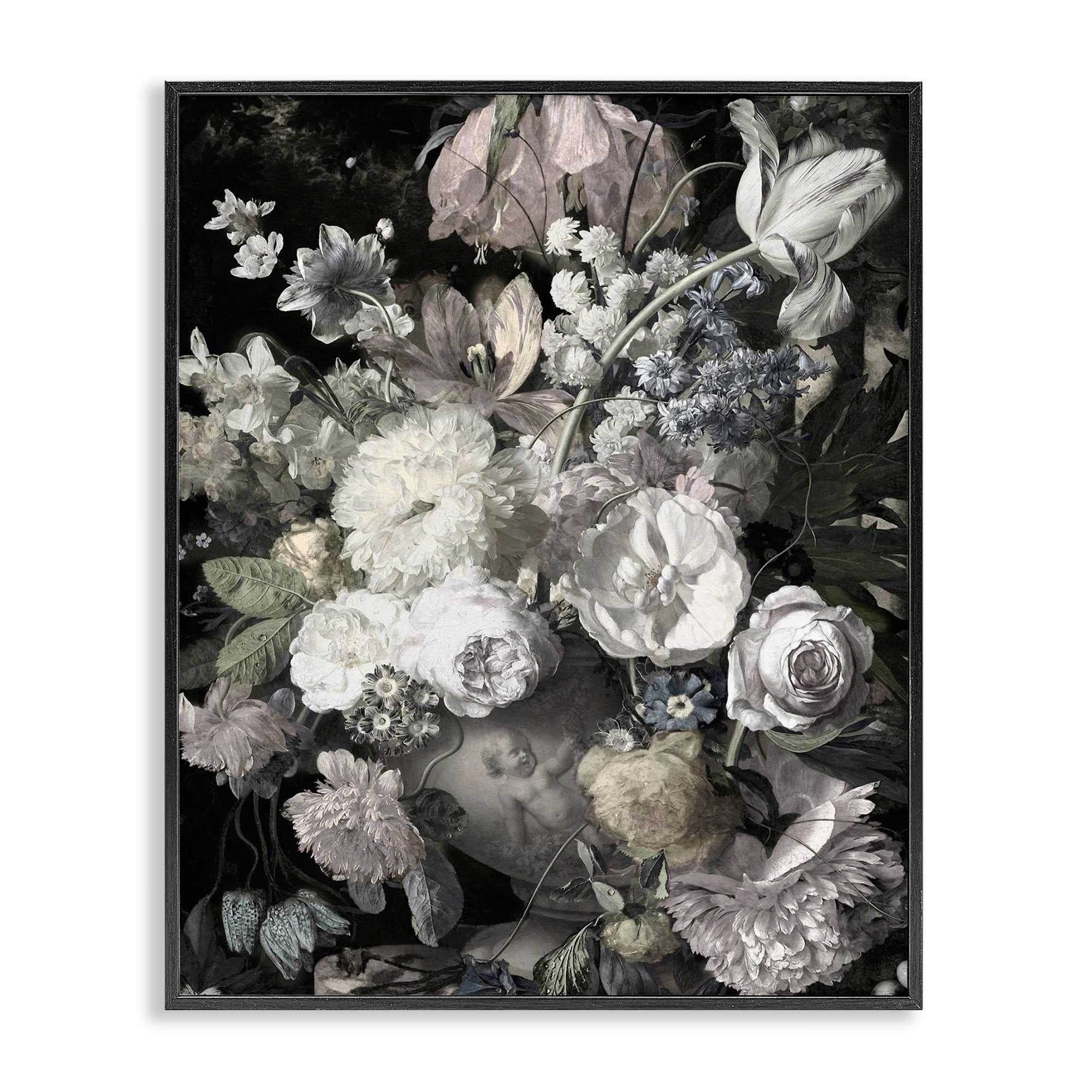 Stupell Industries Classical Busy Flower Bouquet Arrangement Vintage Ornate Vase, 16 x 20, Design by Angela McQueen
