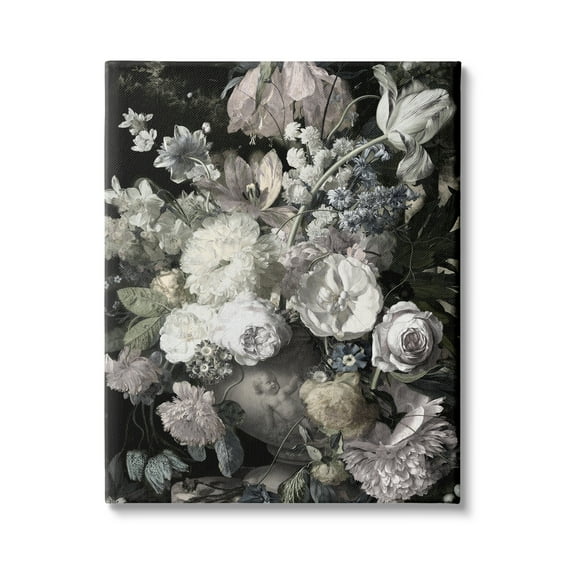 Stupell Industries Classical Busy Flower Bouquet Arrangement Vintage Ornate Vase, 24 x 30, Design by Angela McQueen