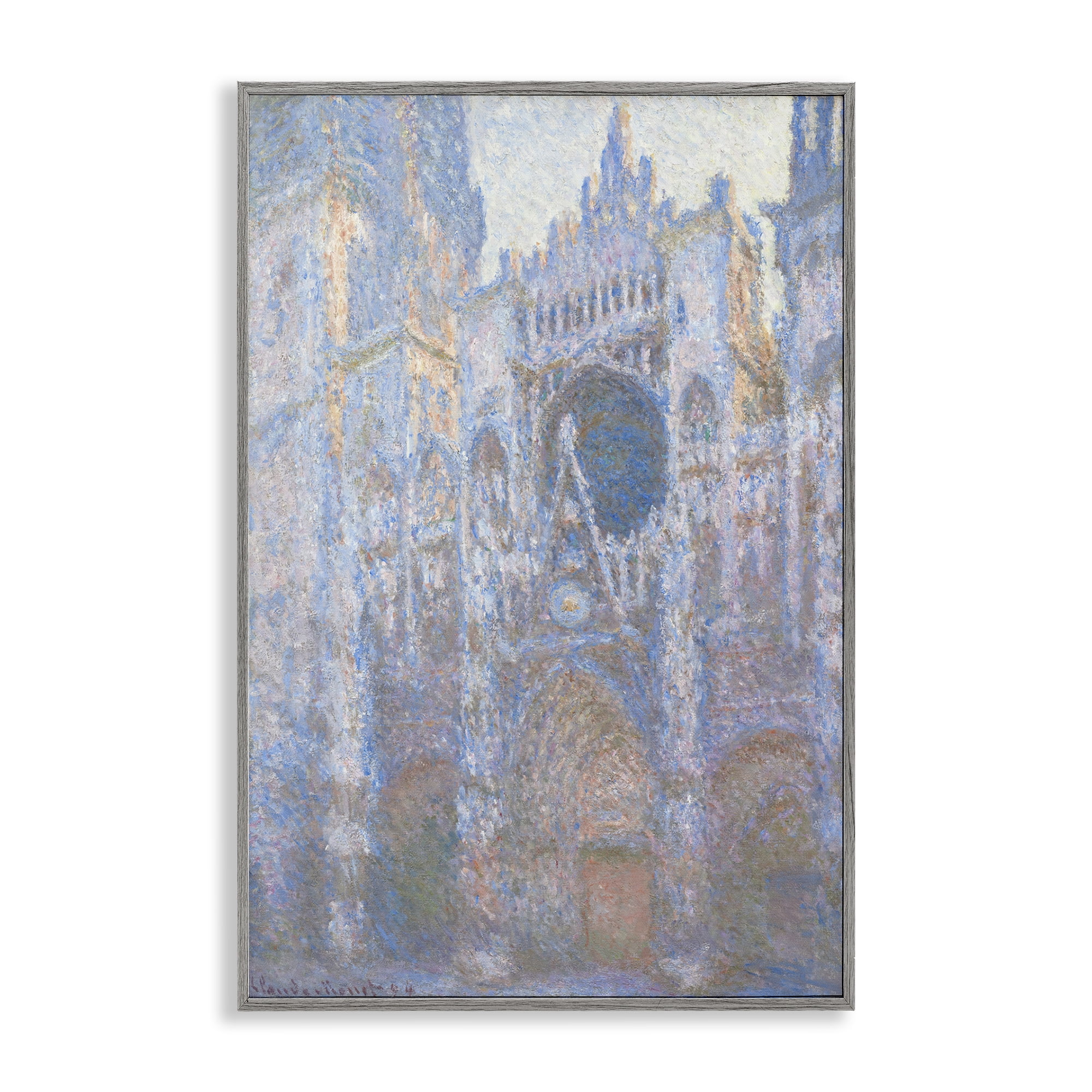 Stupell Industries Classical Cathedral Façade Buildings & Architecture Painting Gray Framed Art Print Wall Art, 12 x 18
