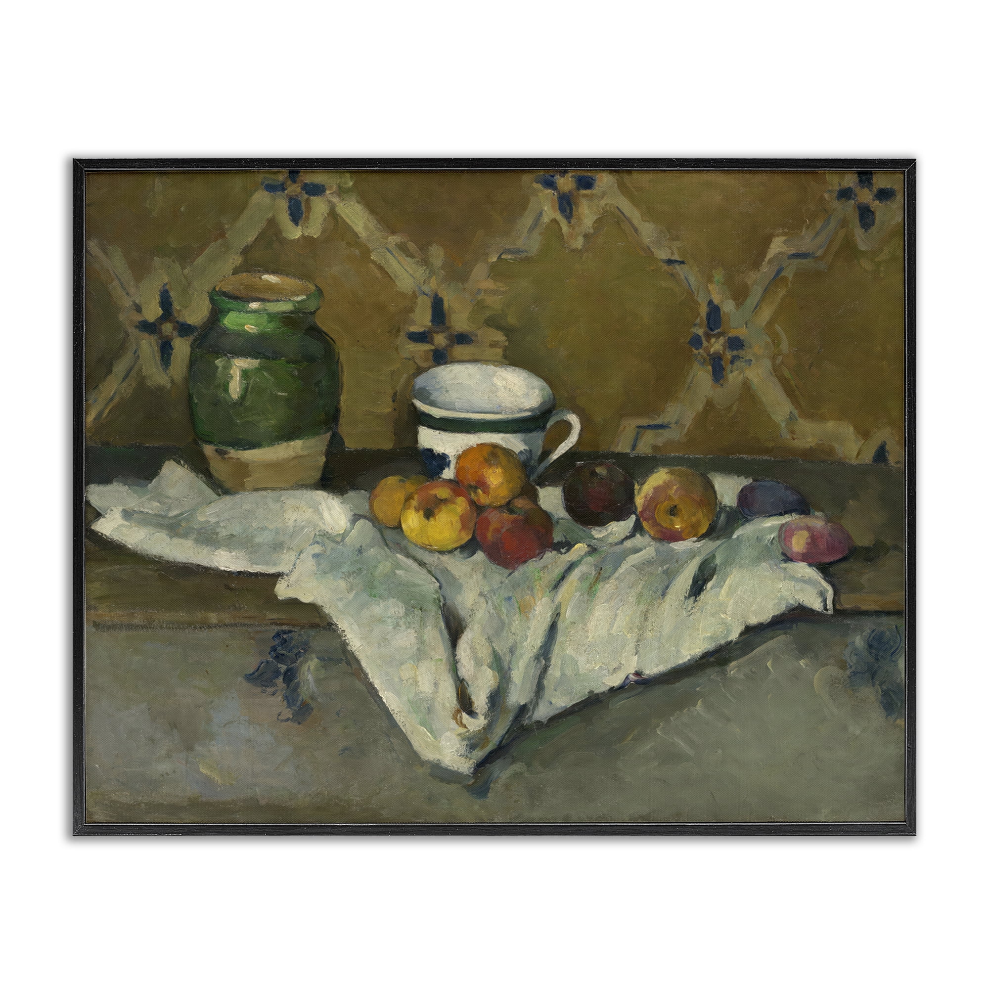 Stupell Industries Classical Cezanne Still Life Food & Beverage Painting Black Framed Art Print Wall Art, 20 x 16