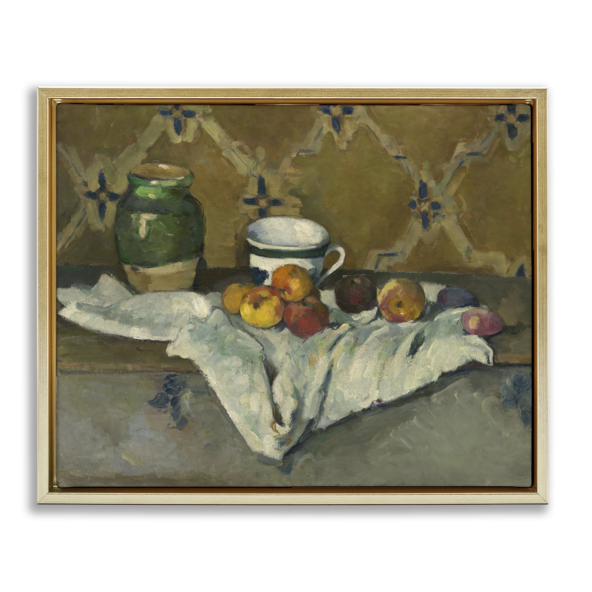 Stupell Industries Classical Cezanne Still Life Food & Beverage Painting Gold Floater Framed Canvas Art Print Wall Art, 21 x 17