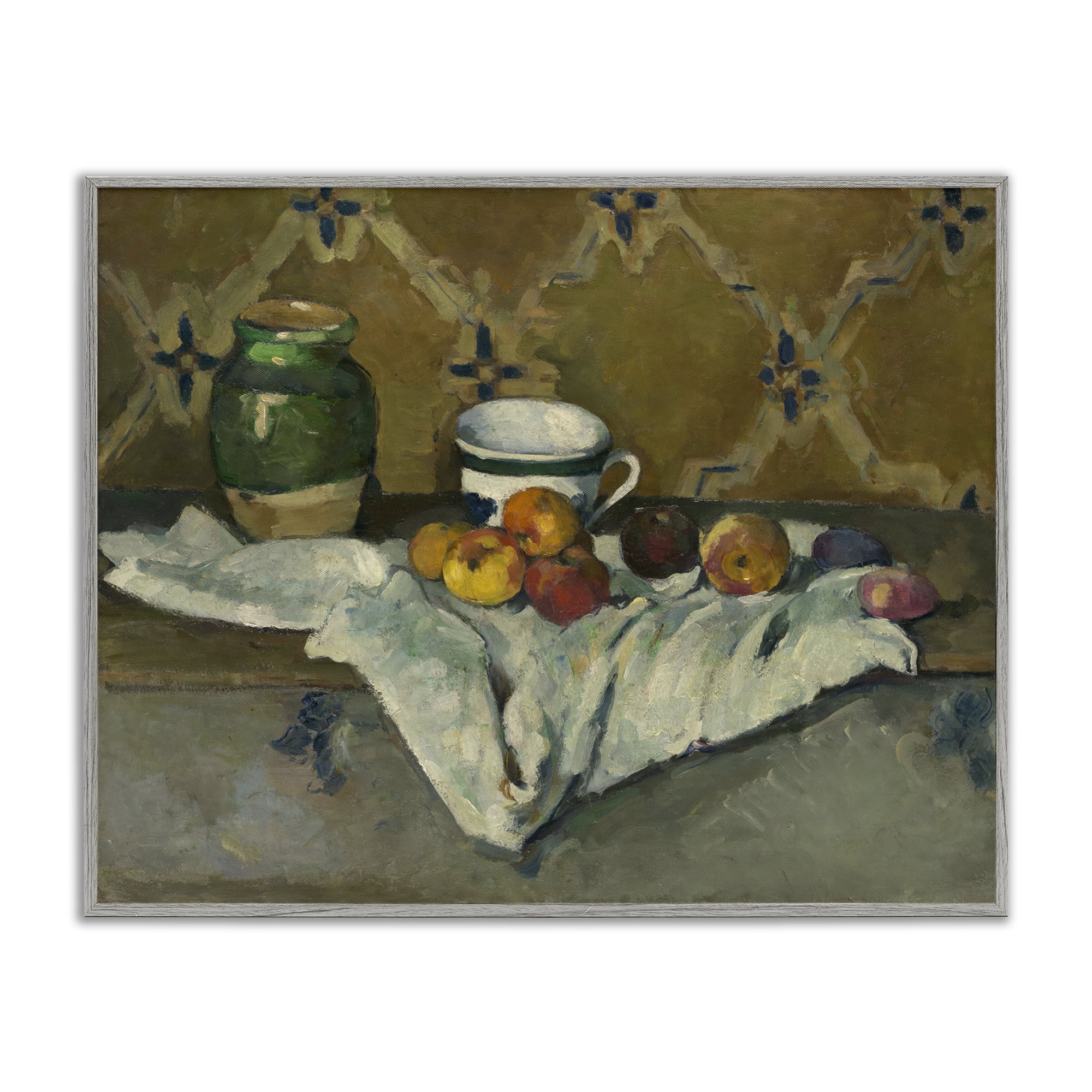 Stupell Industries Classical Cezanne Still Life Food & Beverage Painting Gray Framed Art Print Wall Art, 14 x 11
