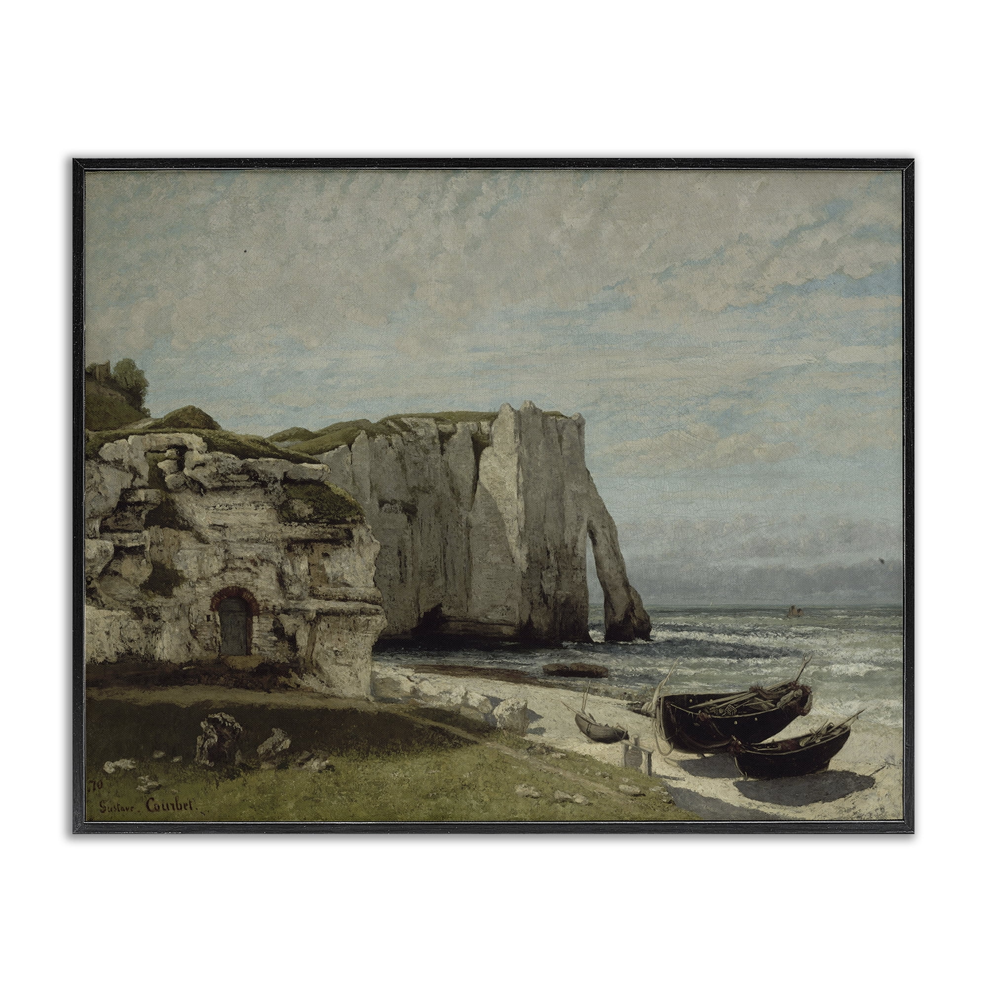 Stupell Industries Classical Cliffs After Strom Landscape & Nature Painting Black Framed Art Print Wall Art, 20 x 16