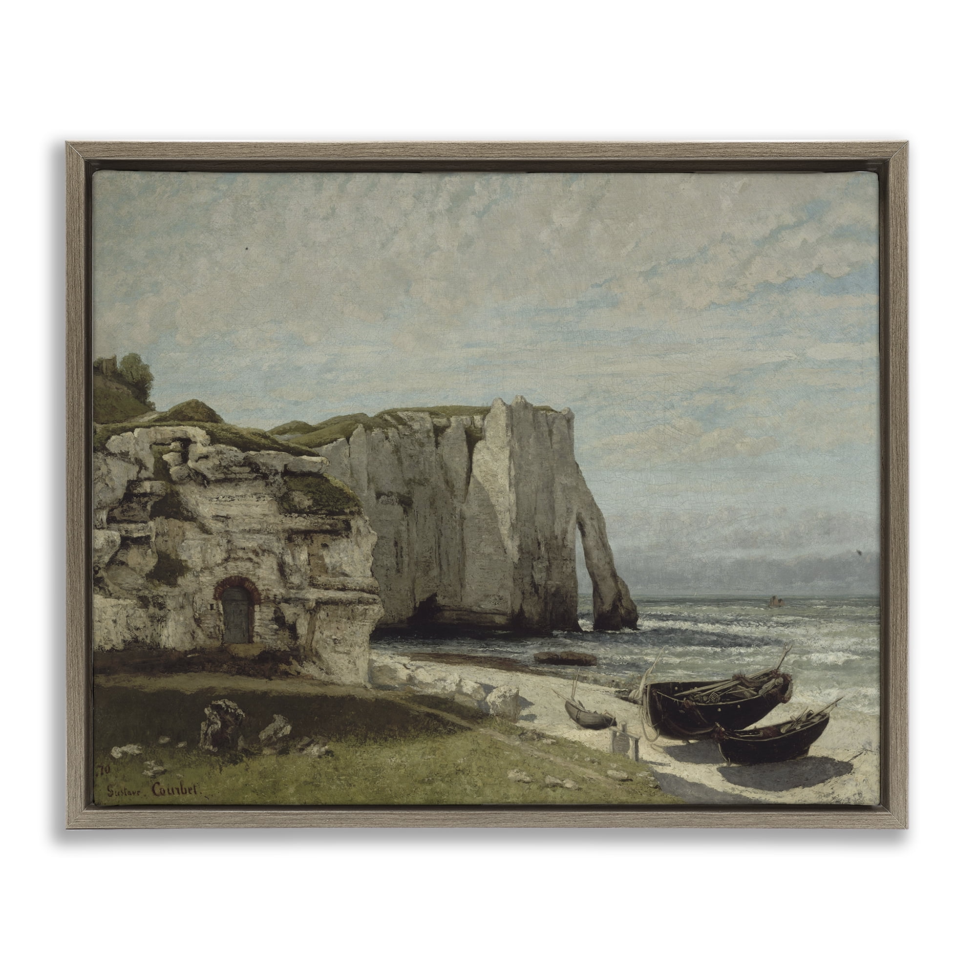 Stupell Industries Classical Cliffs After Strom Landscape & Nature Painting Brown Floater Framed Canvas Art Print Wall Art, 31 x 25