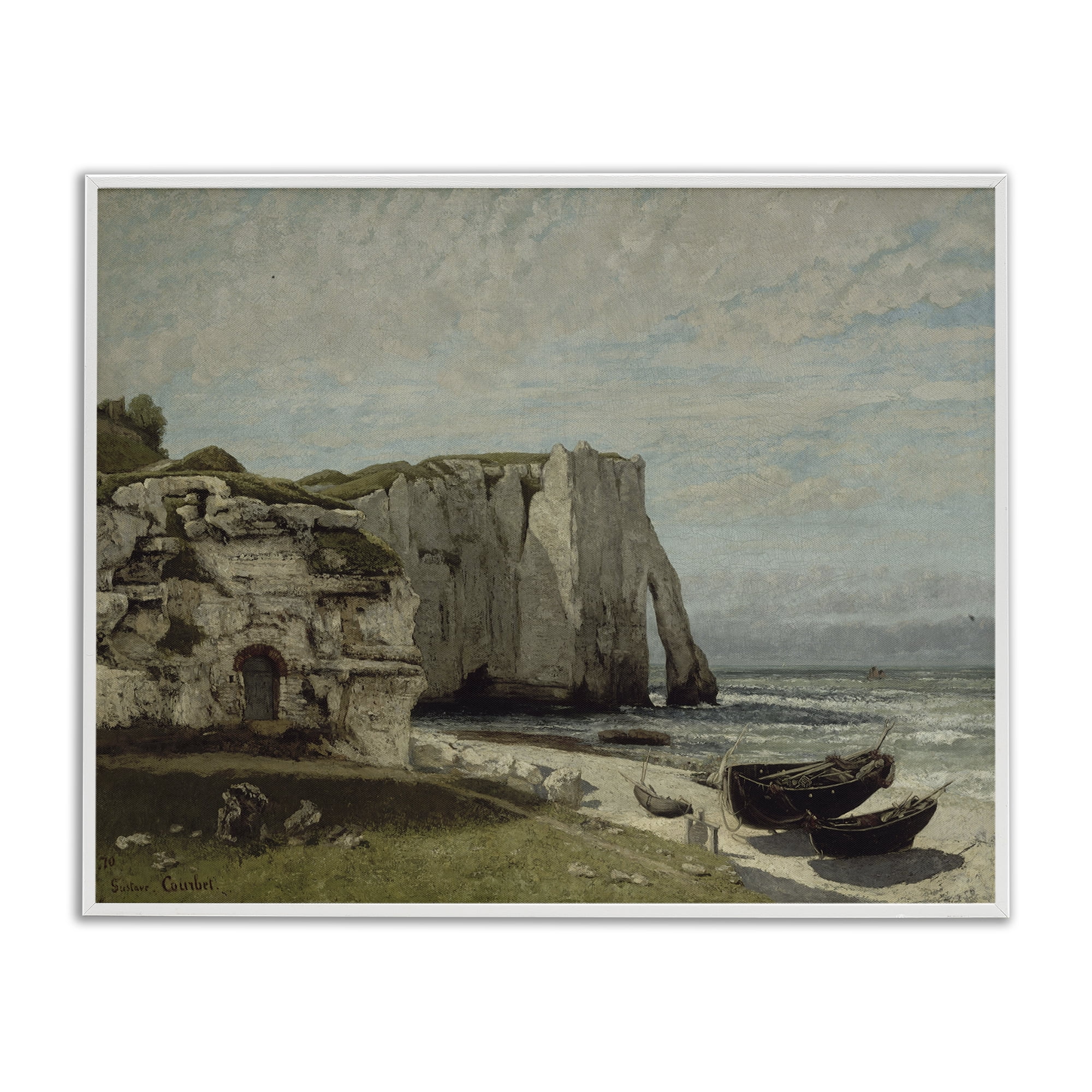 Stupell Industries Classical Cliffs After Strom Landscape & Nature Painting White Framed Art Print Wall Art, 20 x 16